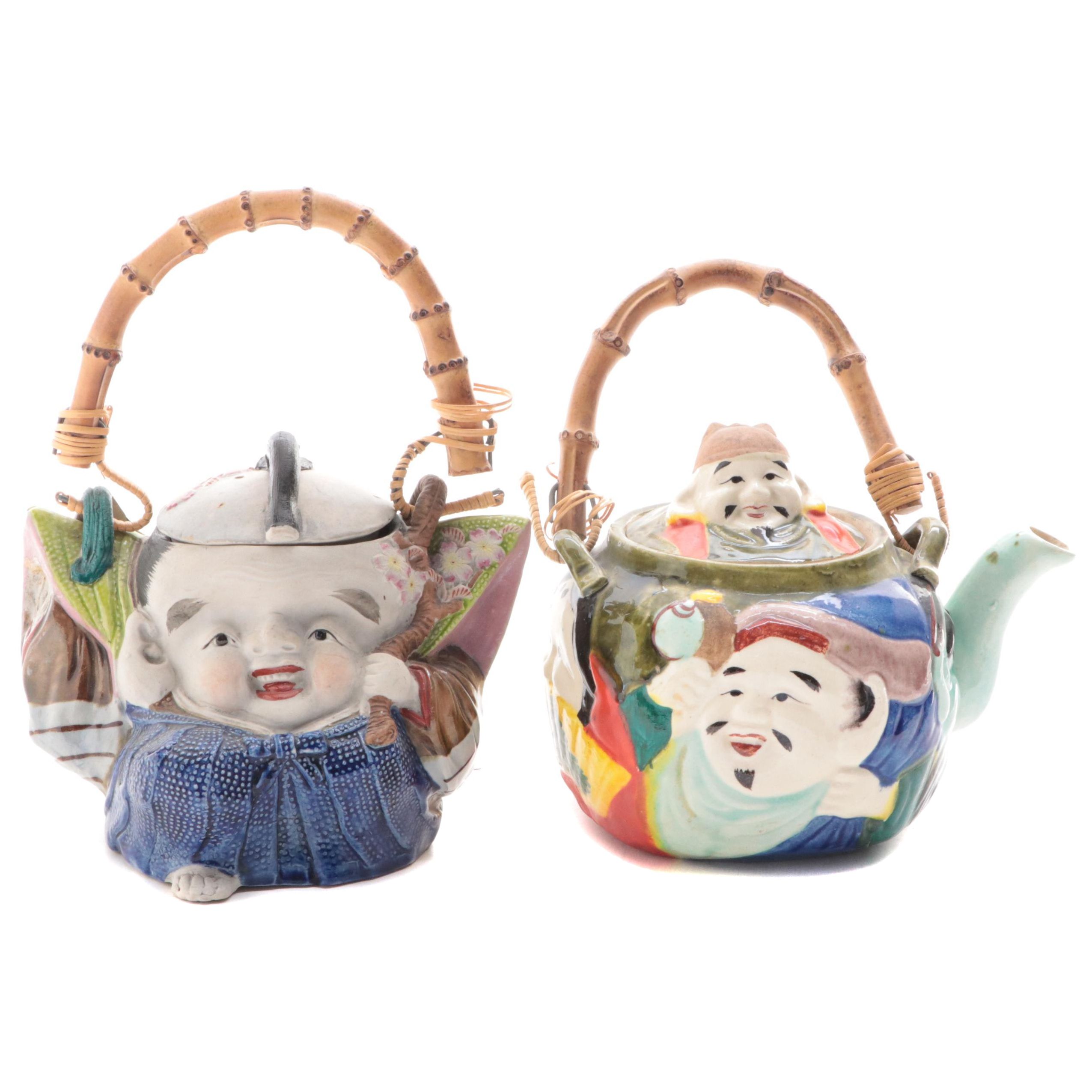Japanese Banko Ware Teapots with Bamboo Handles EBTH