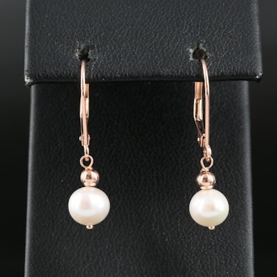 14K Rose Gold Pearl Earrings
