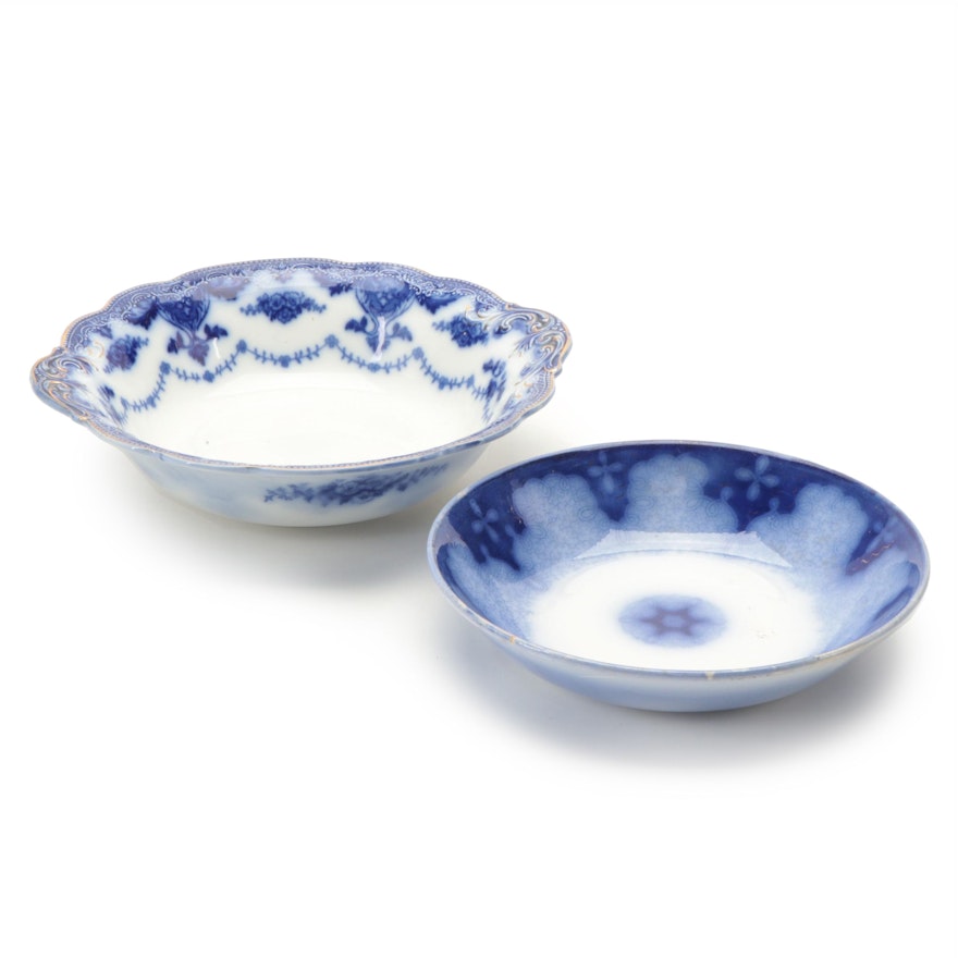Sarreguemines and W. H. Grindley Serving Bowls, Late 19th/Early 20th Century-