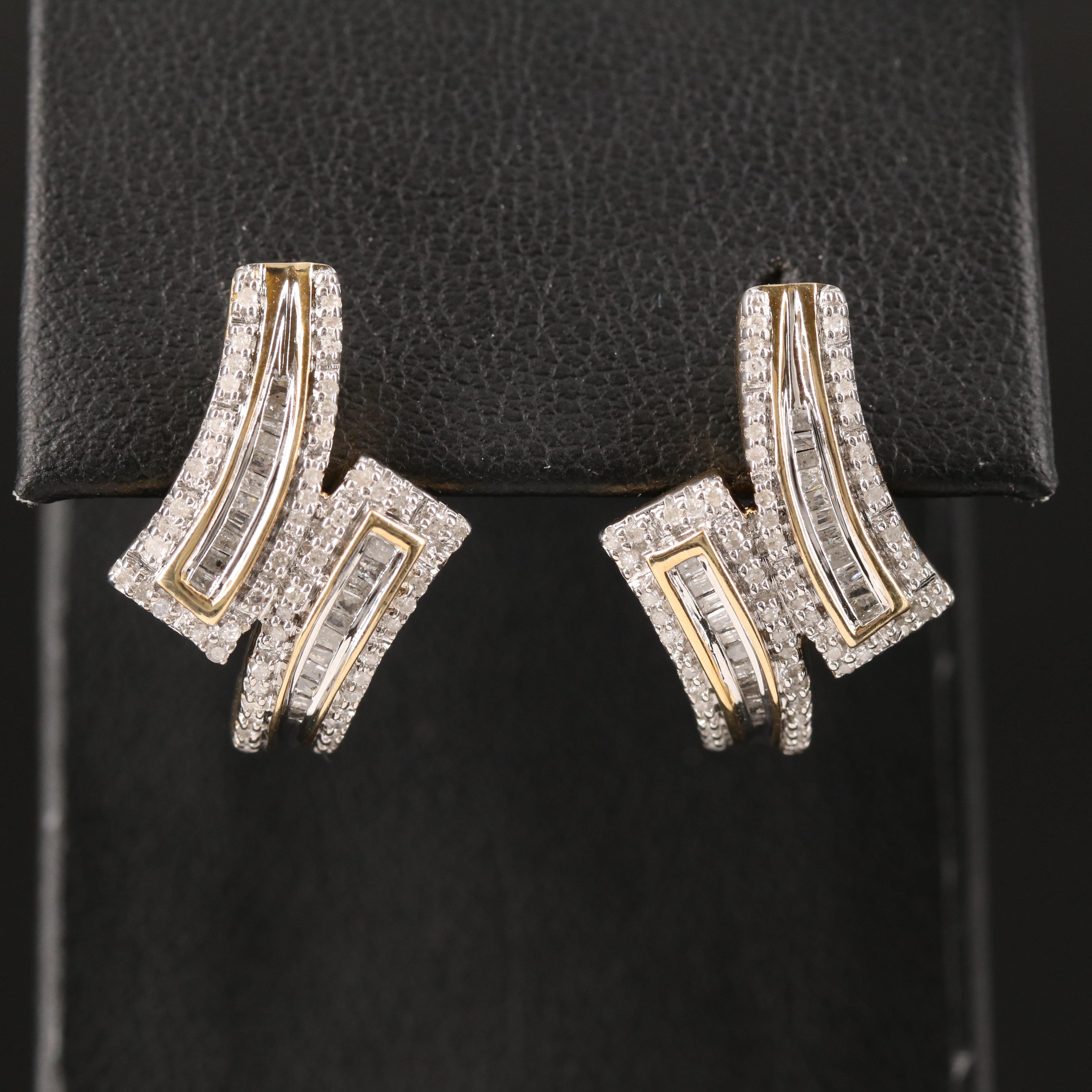 Sterling Diamond J Hoop Earrings EBTH