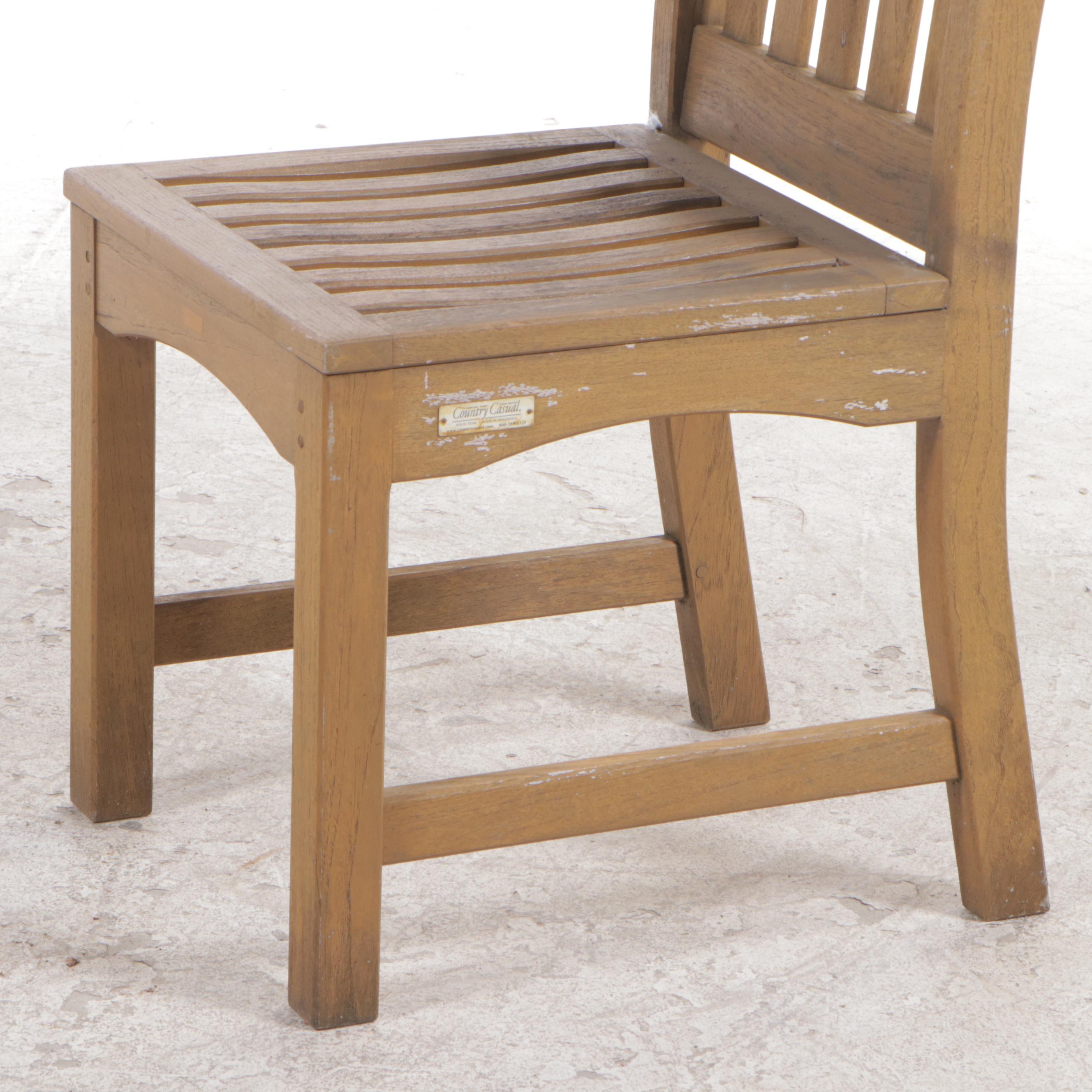 Country Casual Teak Patio Dining Set with Umbrella | EBTH