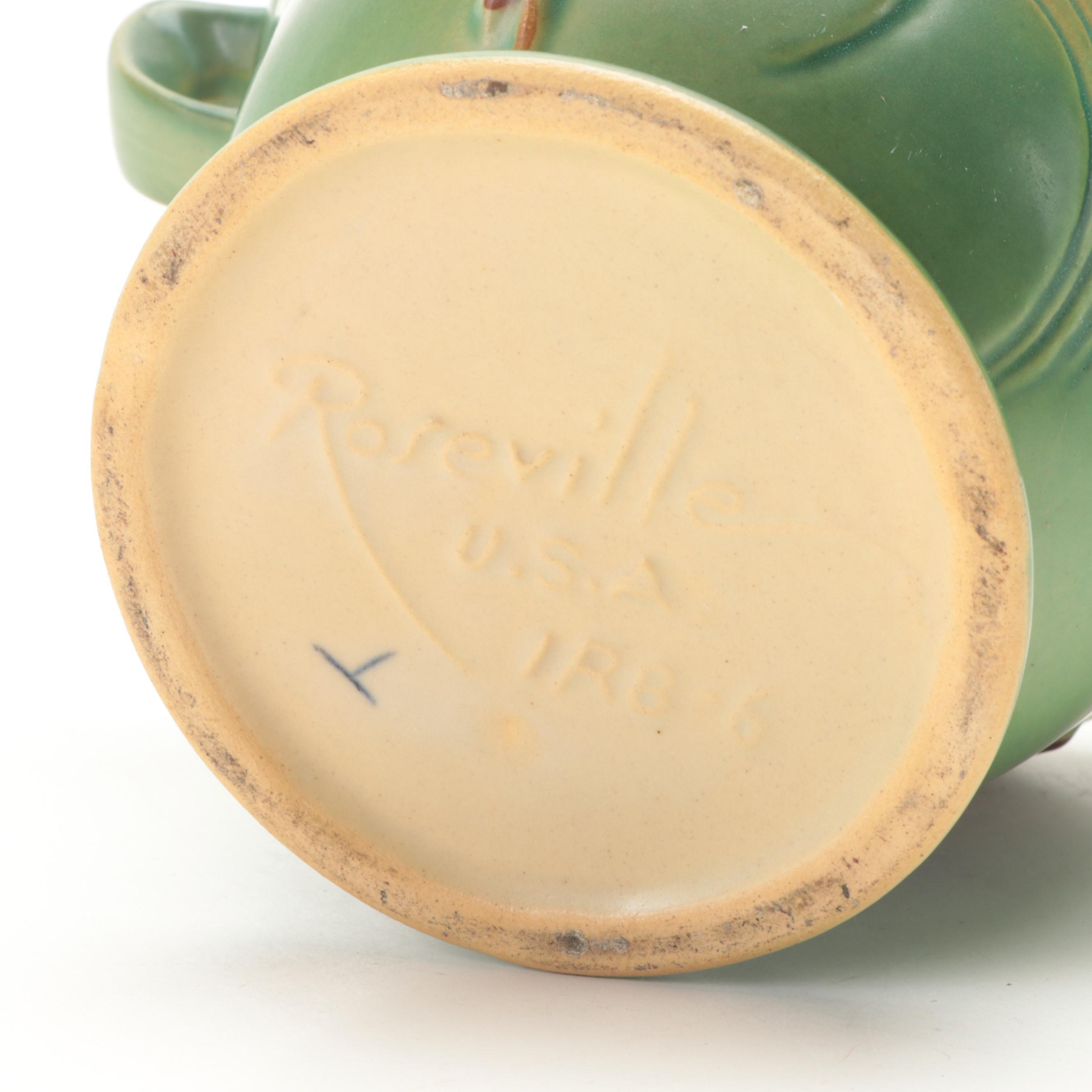 Roseville "Snowberry Fern Green" Vase with McCoy and Other Ceramic