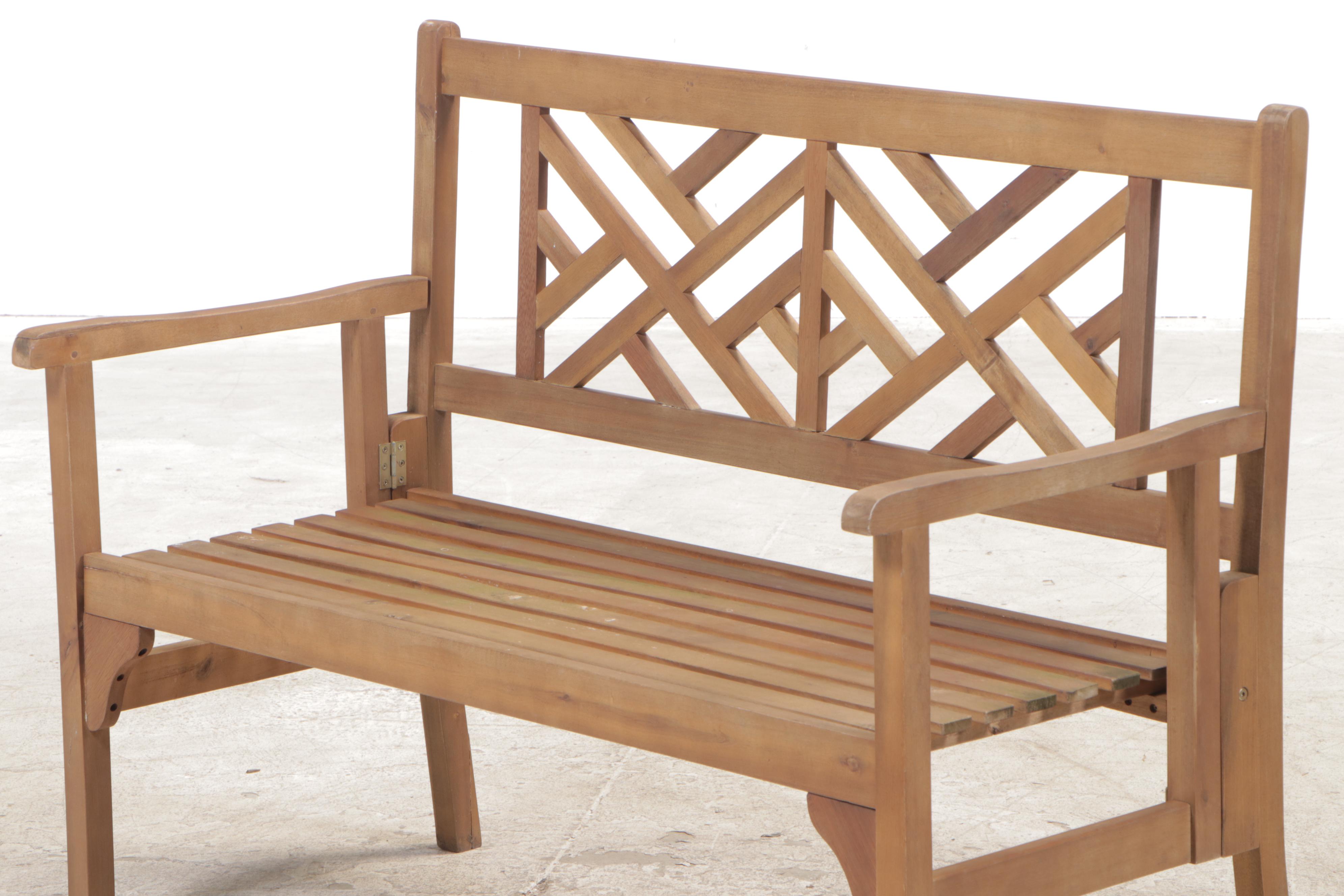 Slatted Hardwood Folding Garden Bench EBTH