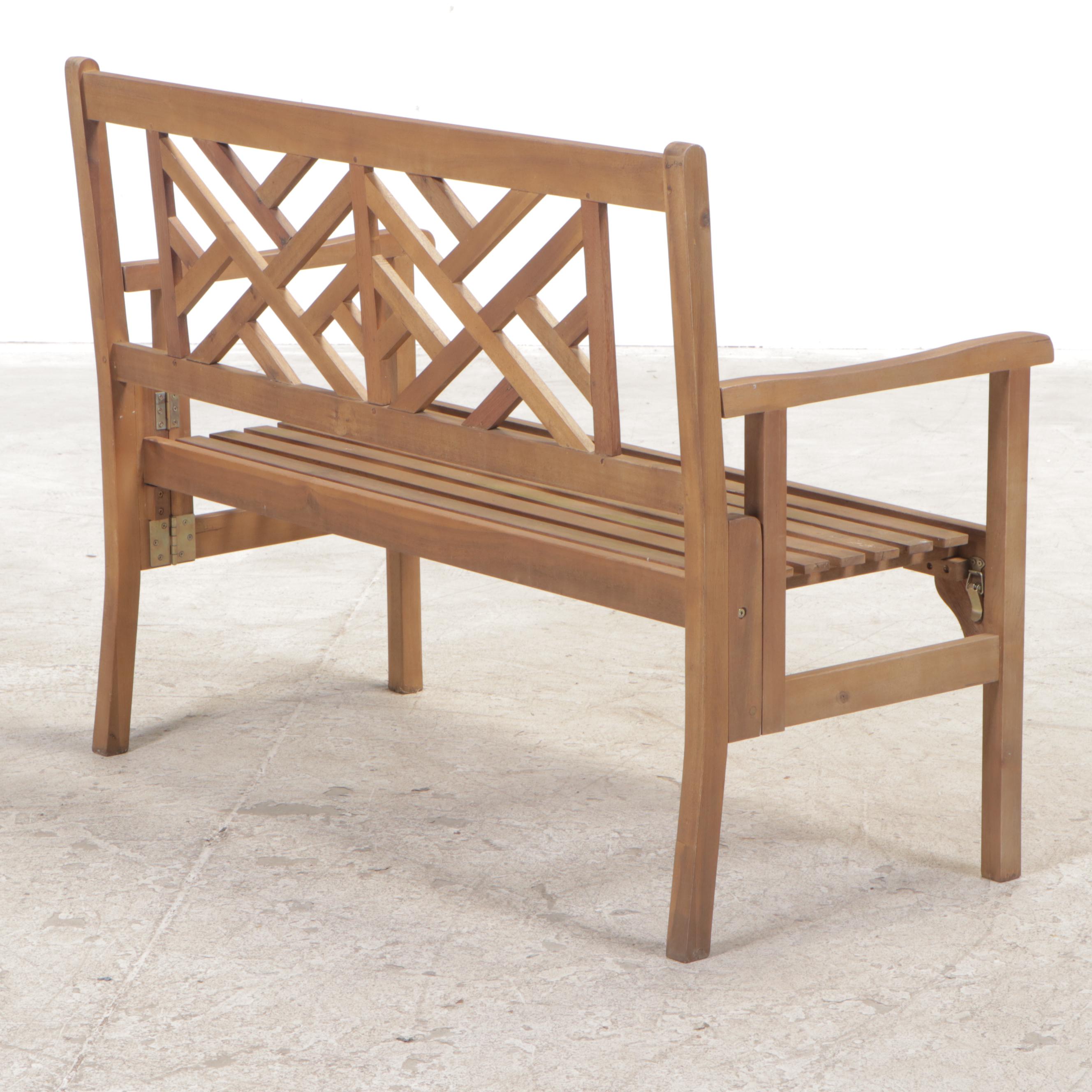 Slatted Hardwood Folding Garden Bench EBTH