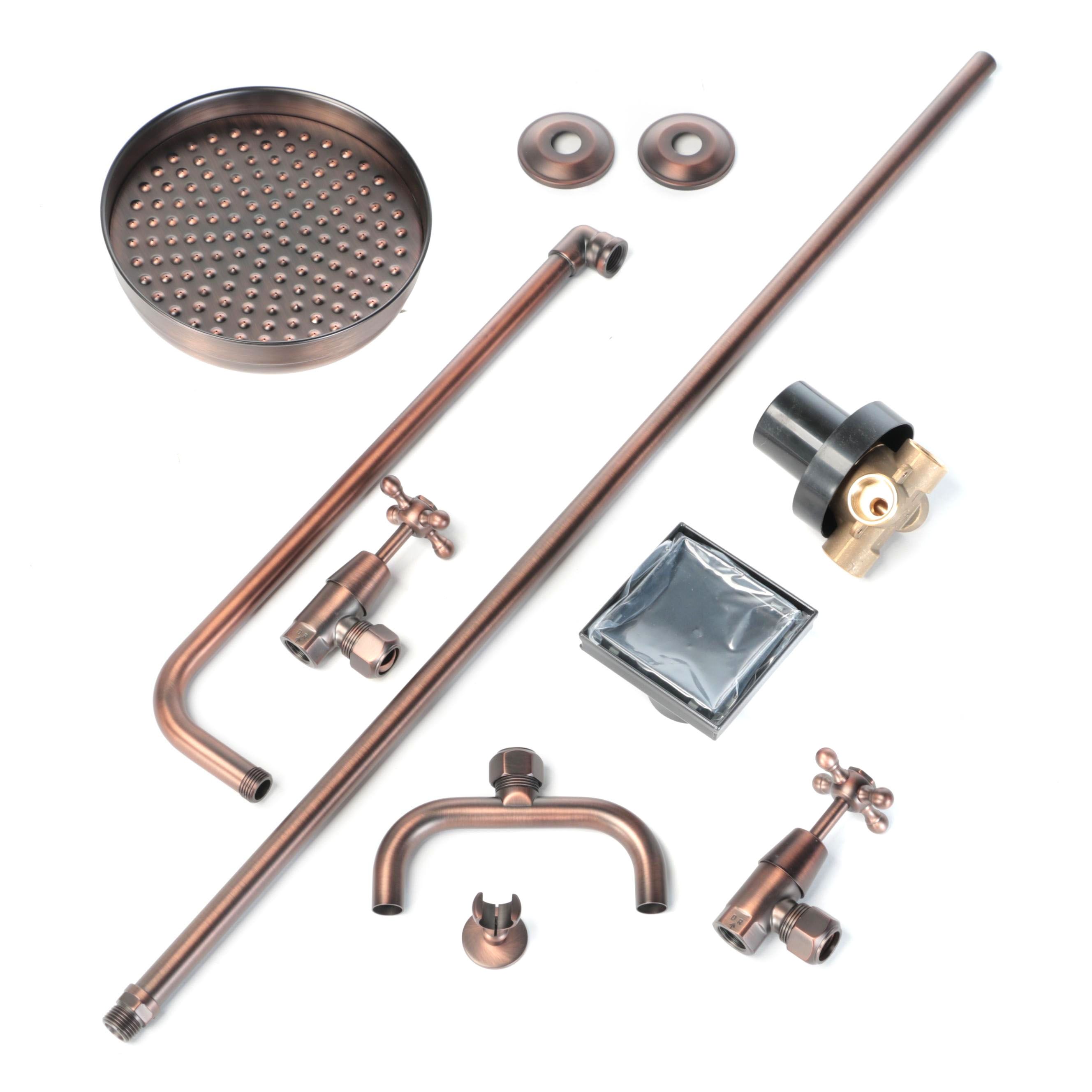 Oil Rubbed Bronze Finish Exposed Pipe WallMount Shower with Rainfall