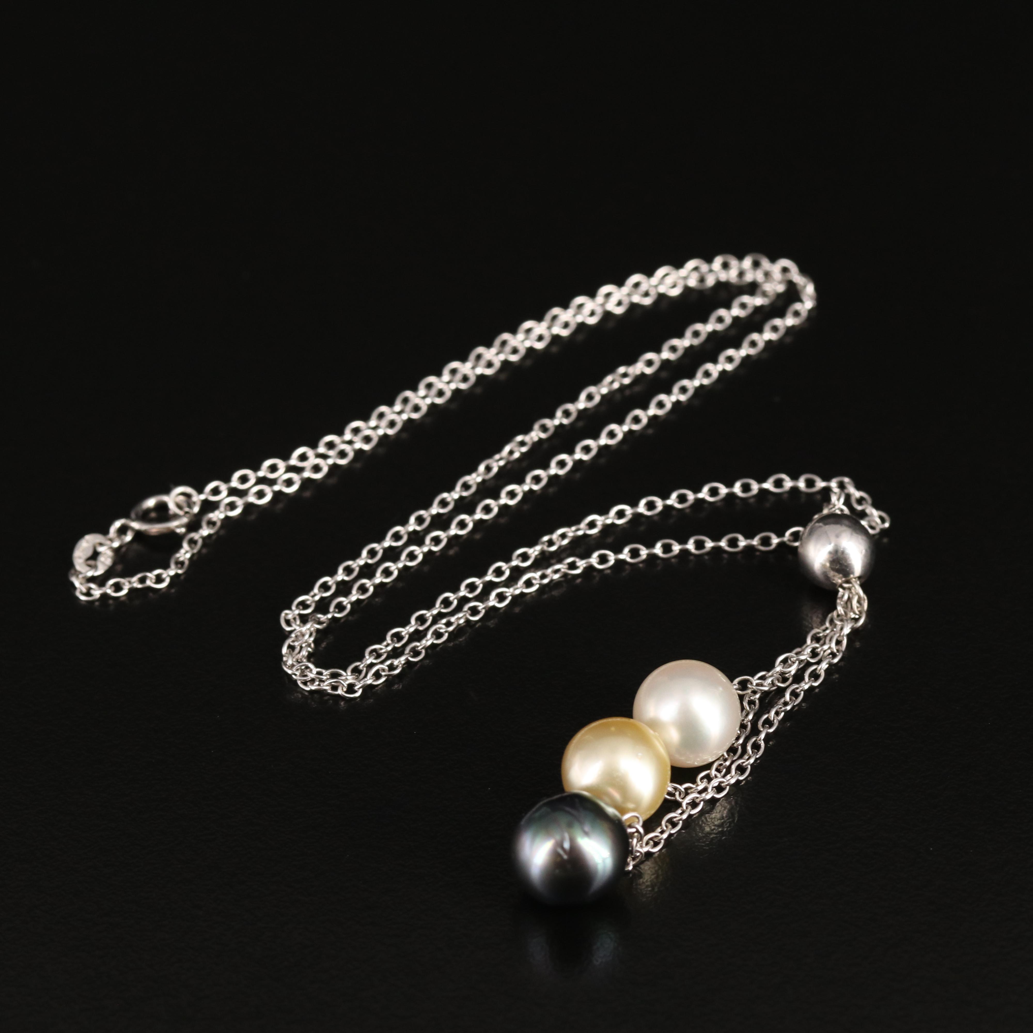 Sterling Pearl Y Necklace EBTH
