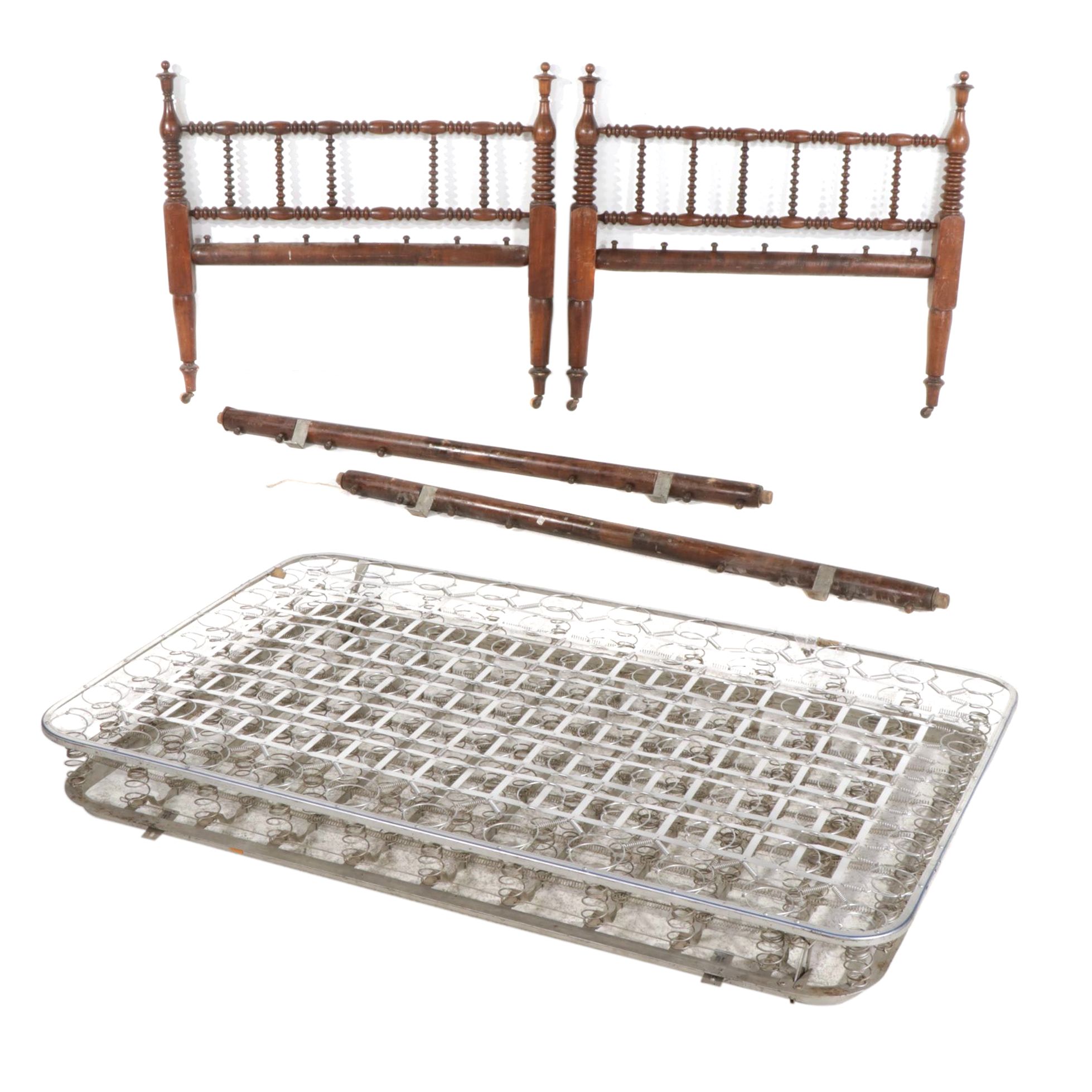 Turned Rope Bed Converted for Full Size, Late 19th Century | EBTH