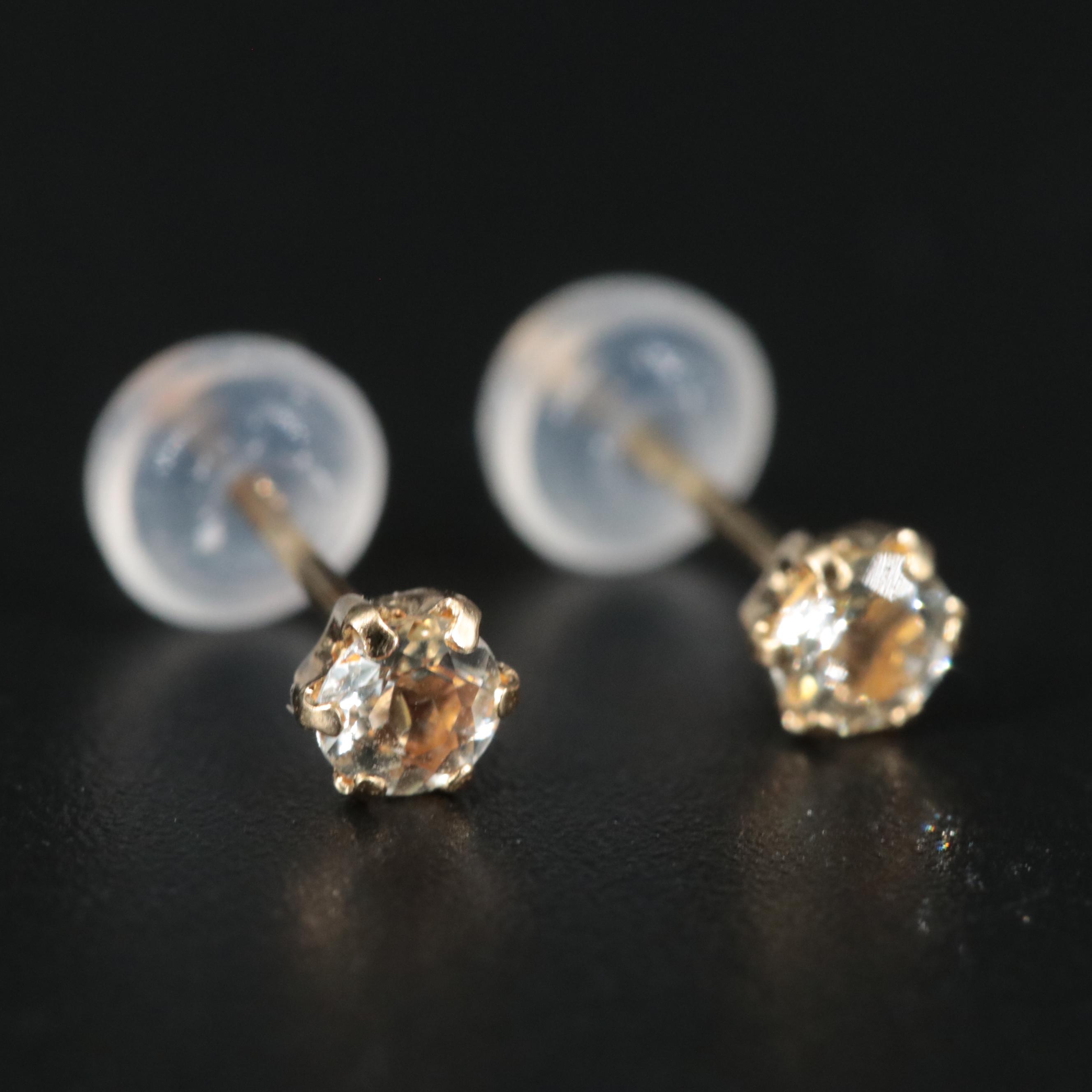 18K Green Beryl Stud Earrings EBTH