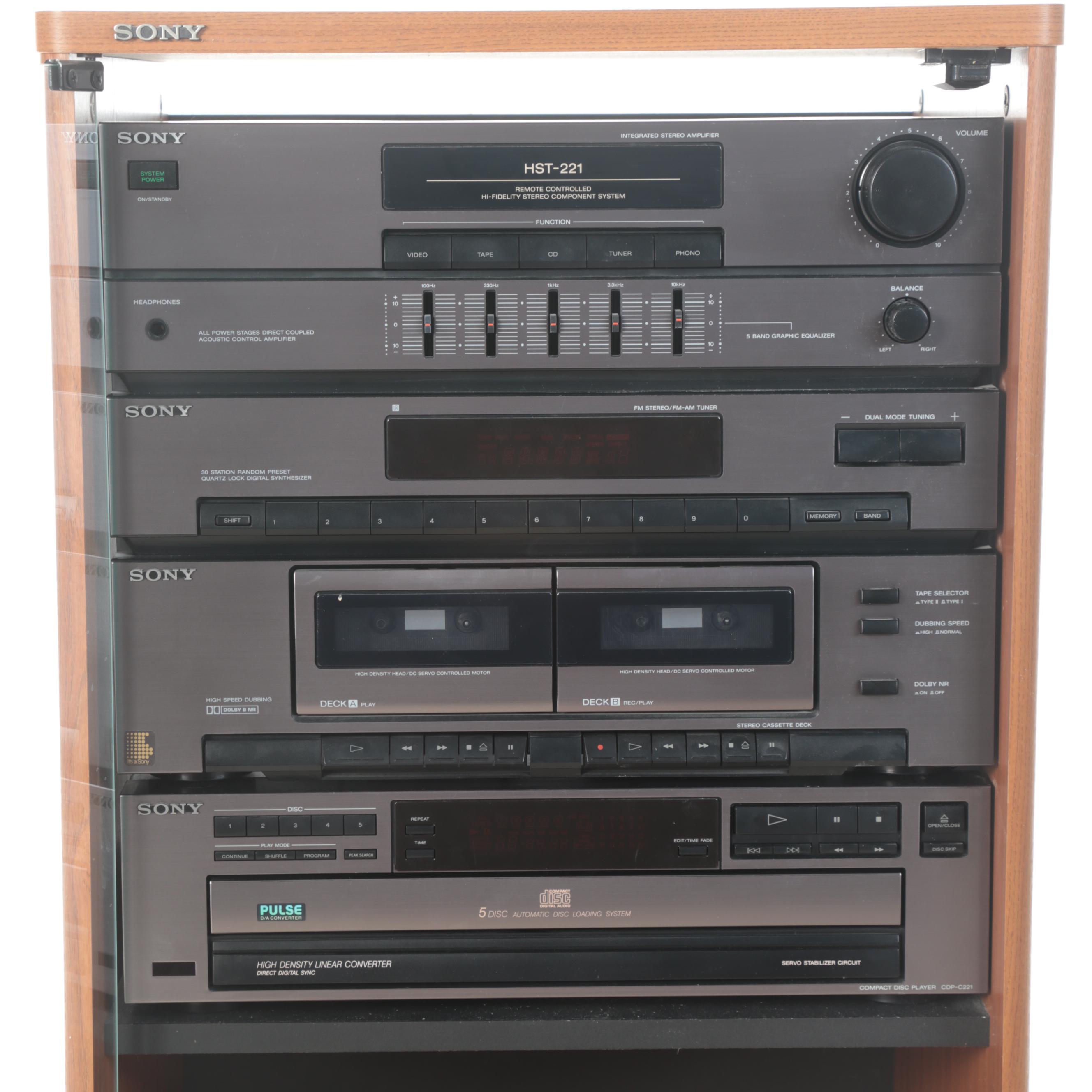 Sony Audio Rack and Integrated Stereo HiFi System With Speakers EBTH