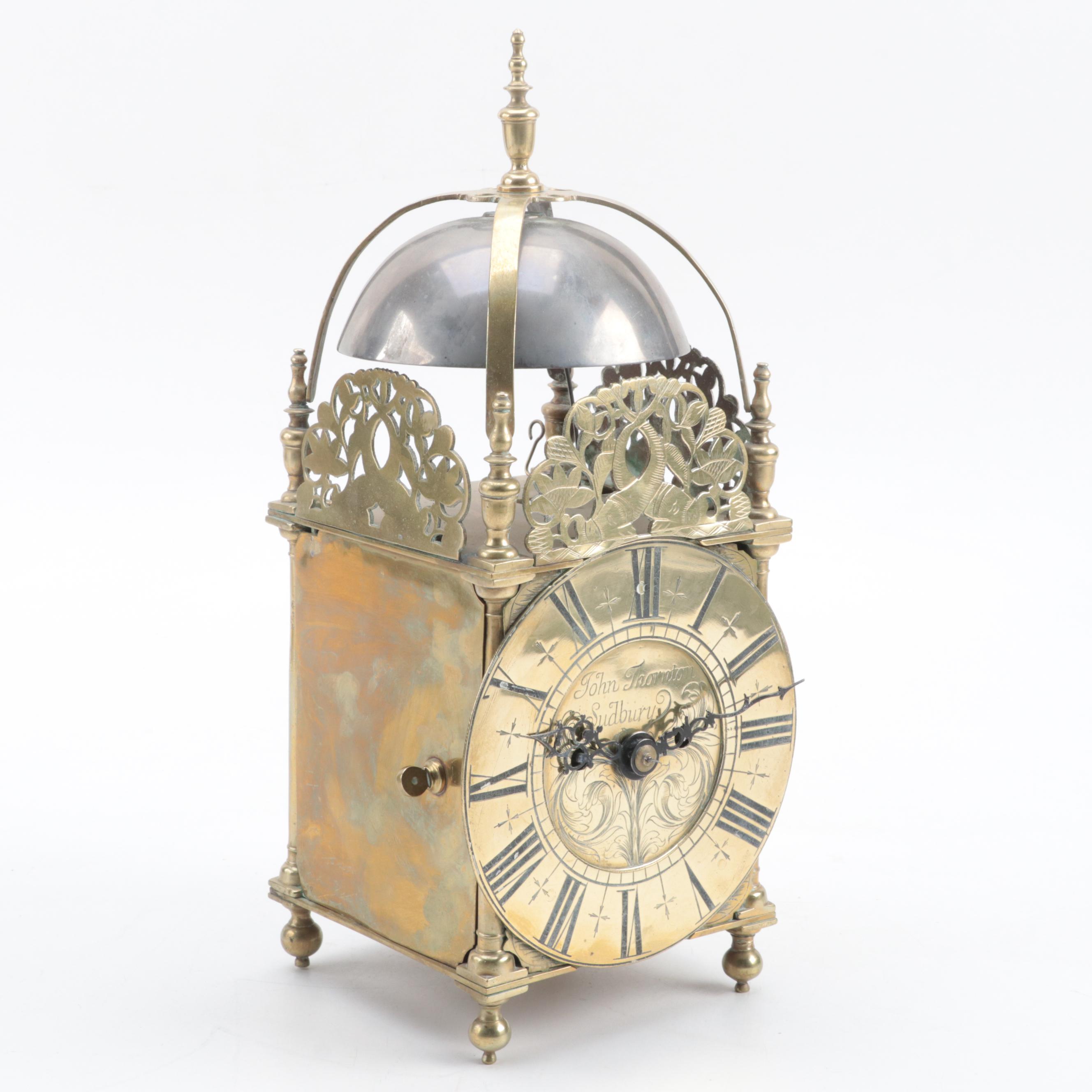 John Thornton of Sudbury English Brass Lantern Clock, 18th Century EBTH