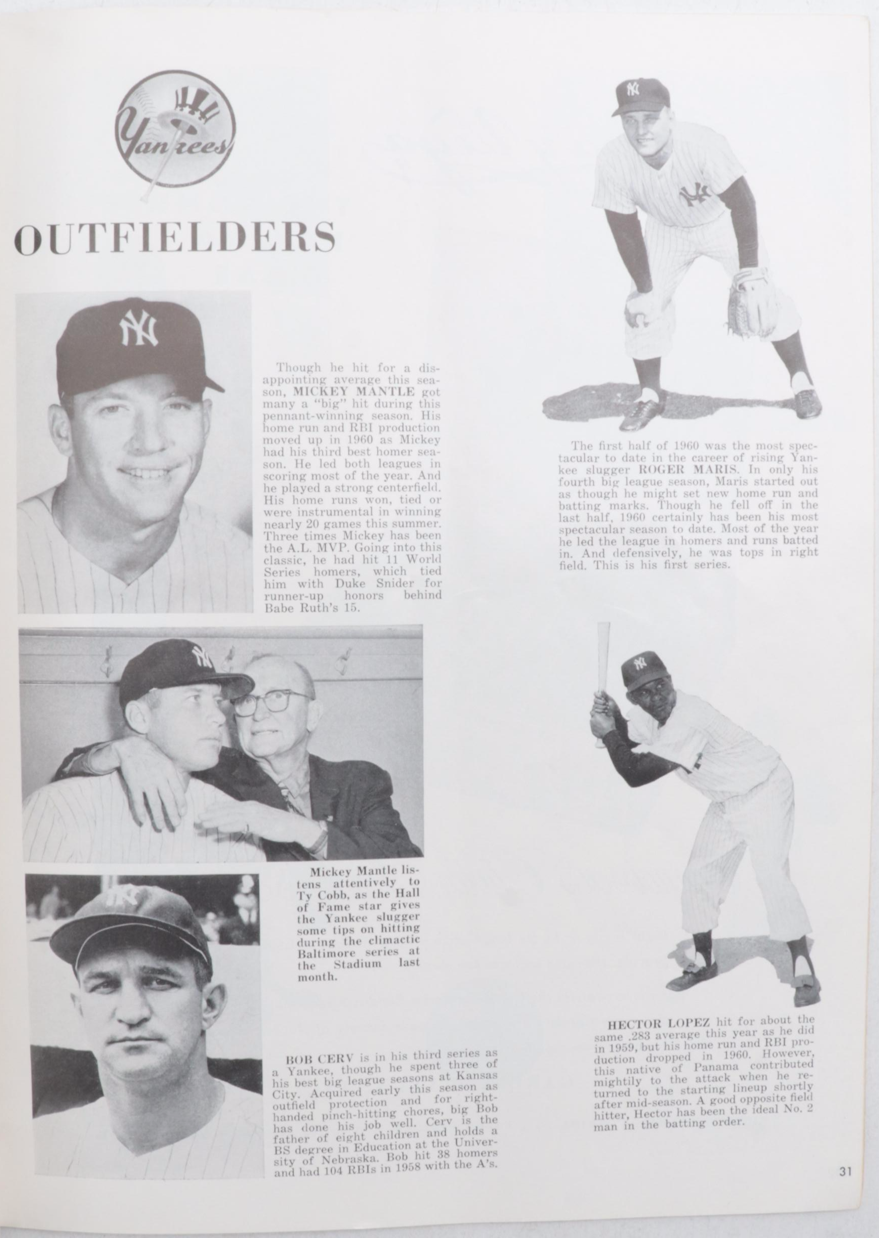 1960 MLB World Series New York Yankees vs. Pittsburgh Pirates Program