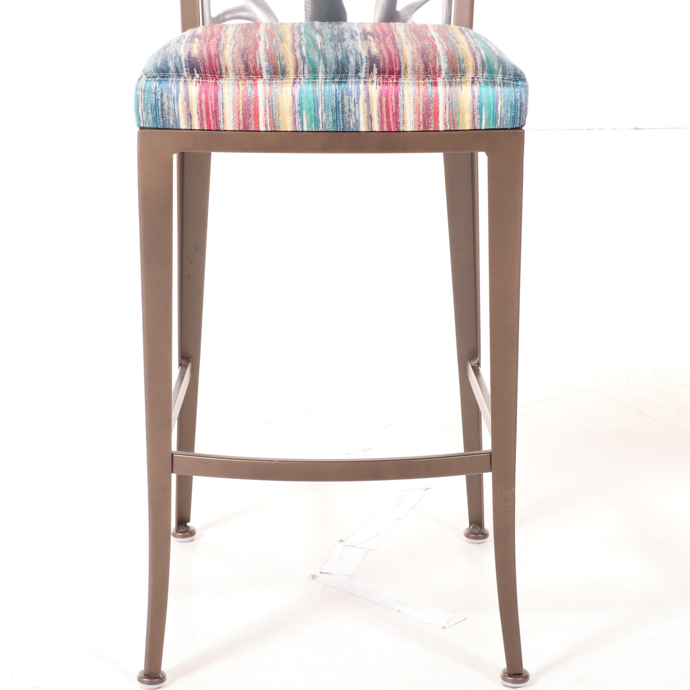 Pair of Johnston Casuals Furniture "Luca" Bronzed and Brushed Metal Bar