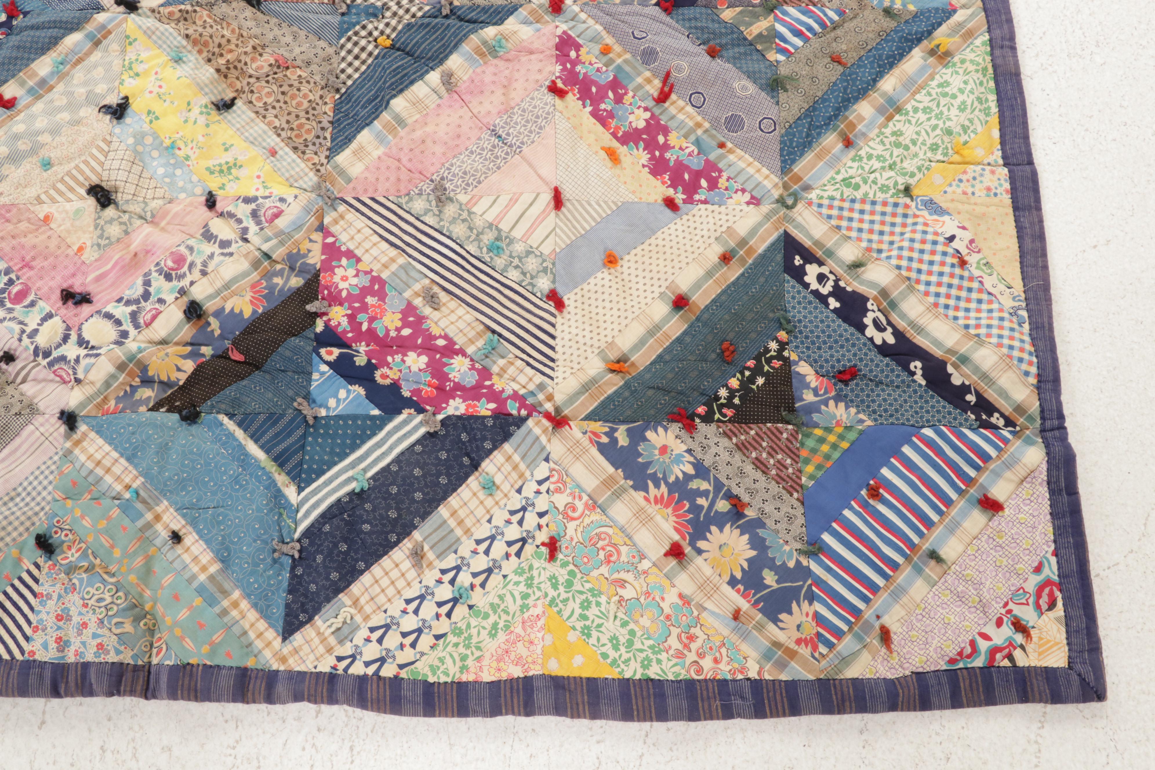 Handmade and Tied Pieced Patchwork Quilt EBTH