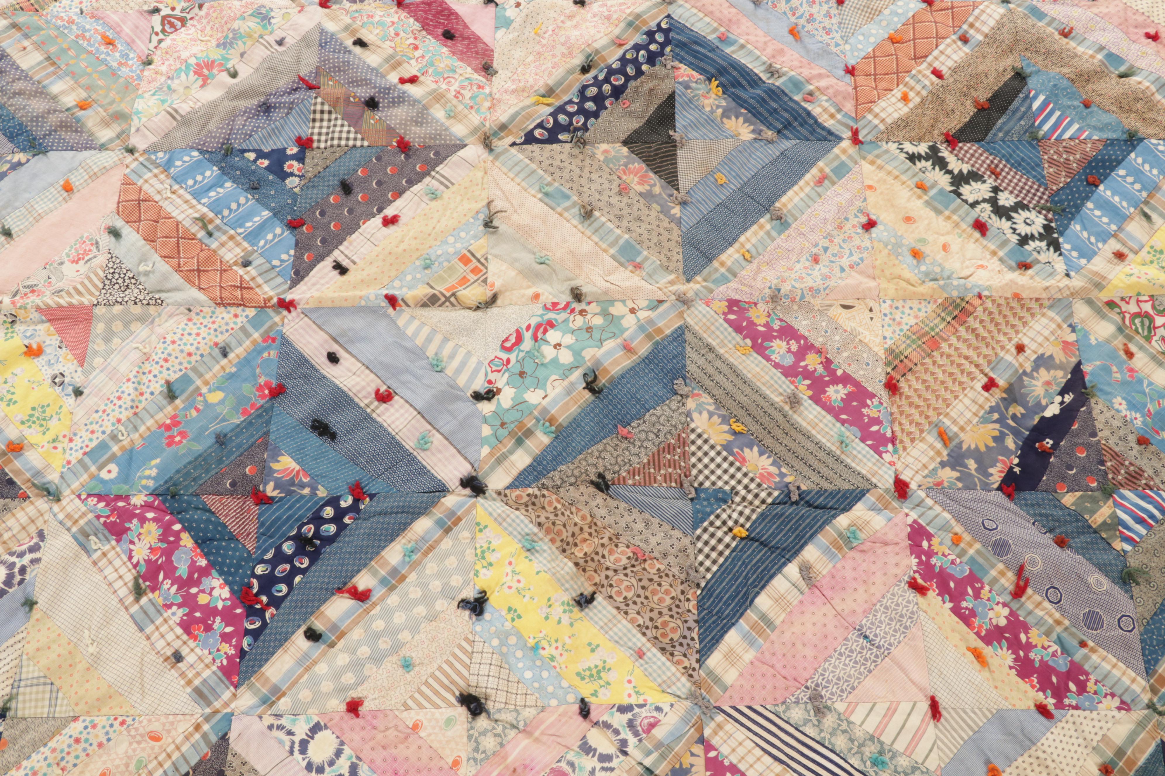 Handmade and Tied Pieced Patchwork Quilt EBTH