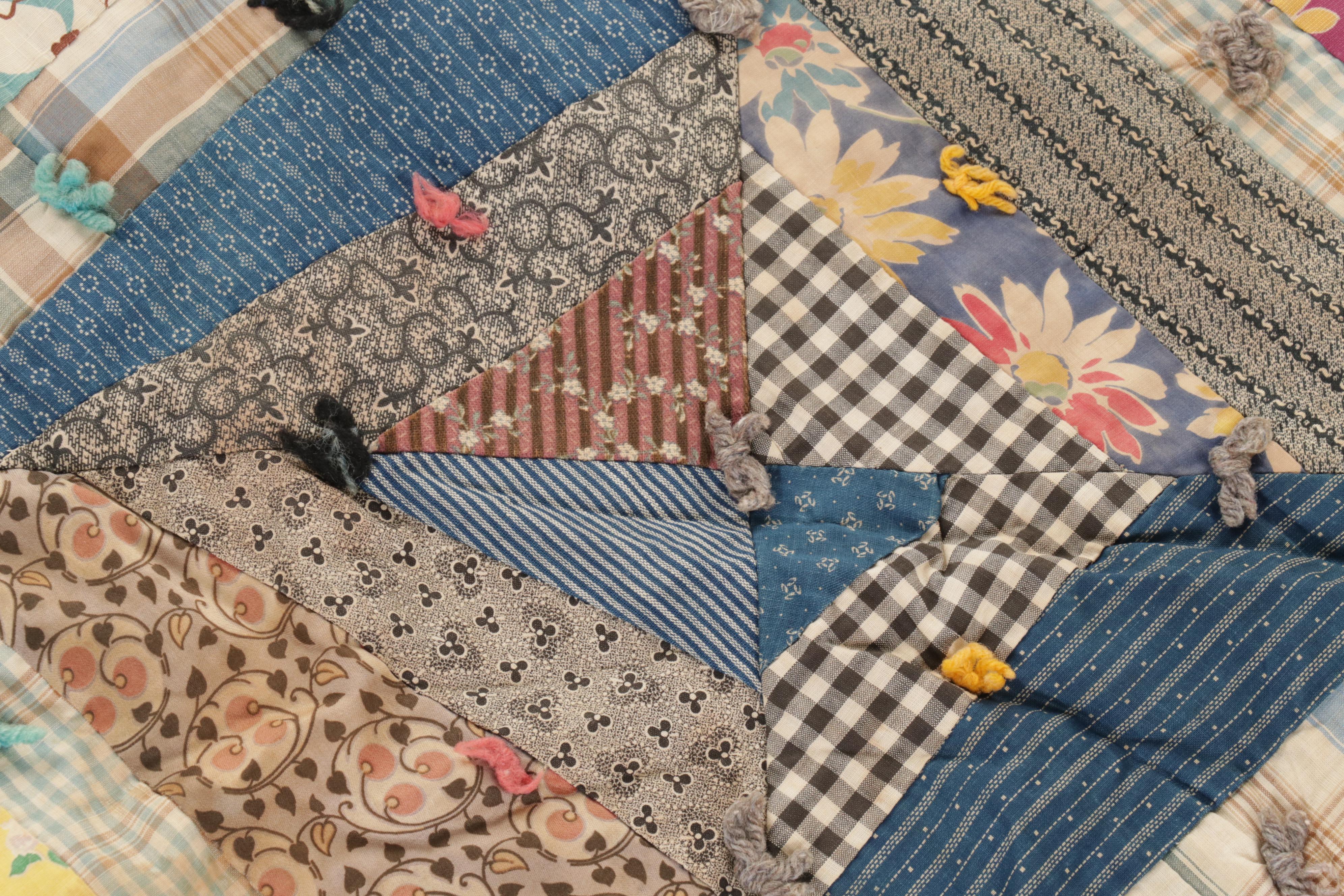 Handmade and Tied Pieced Patchwork Quilt EBTH