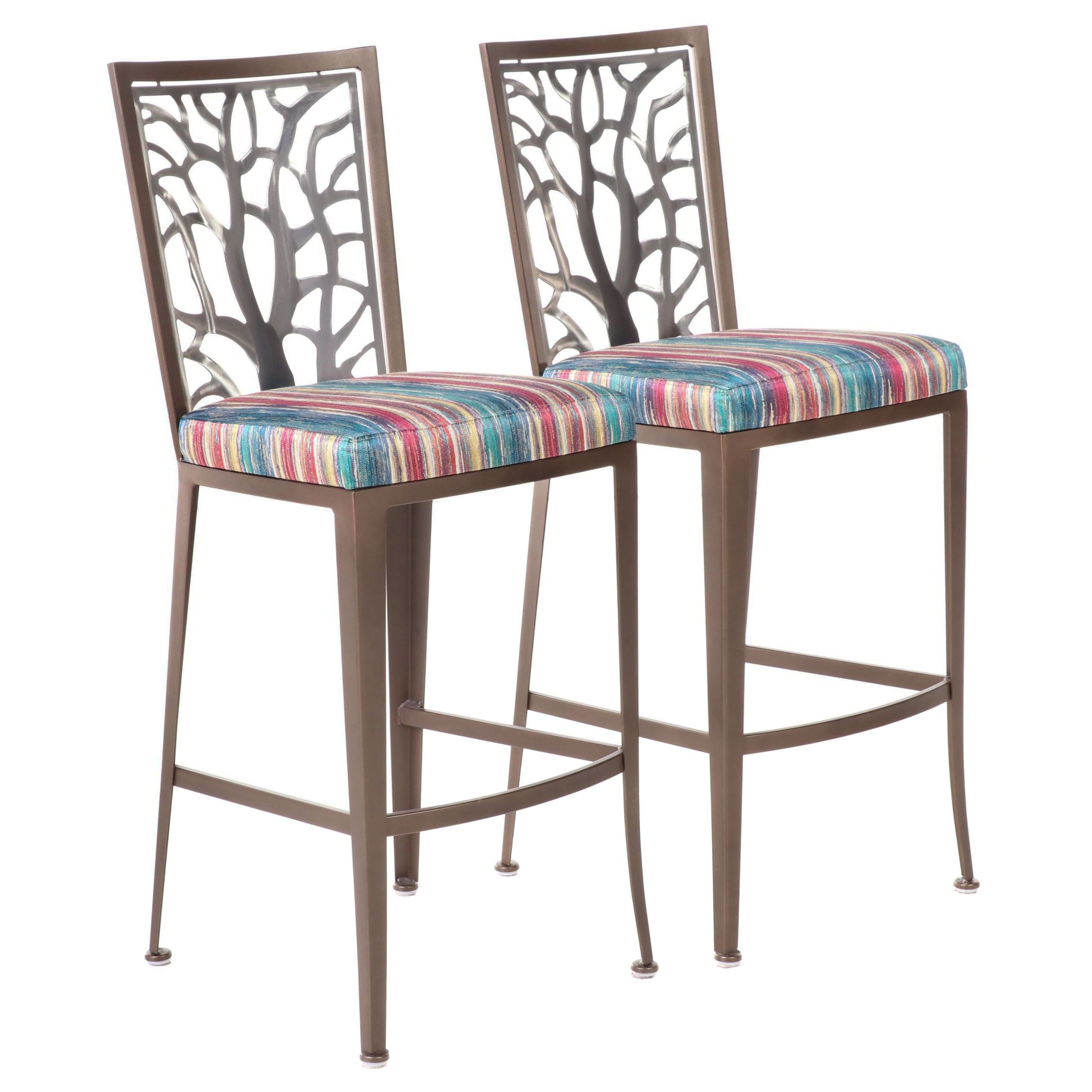 Pair of Johnston Casuals Furniture "Luca" Bronzed and Brushed Metal Bar