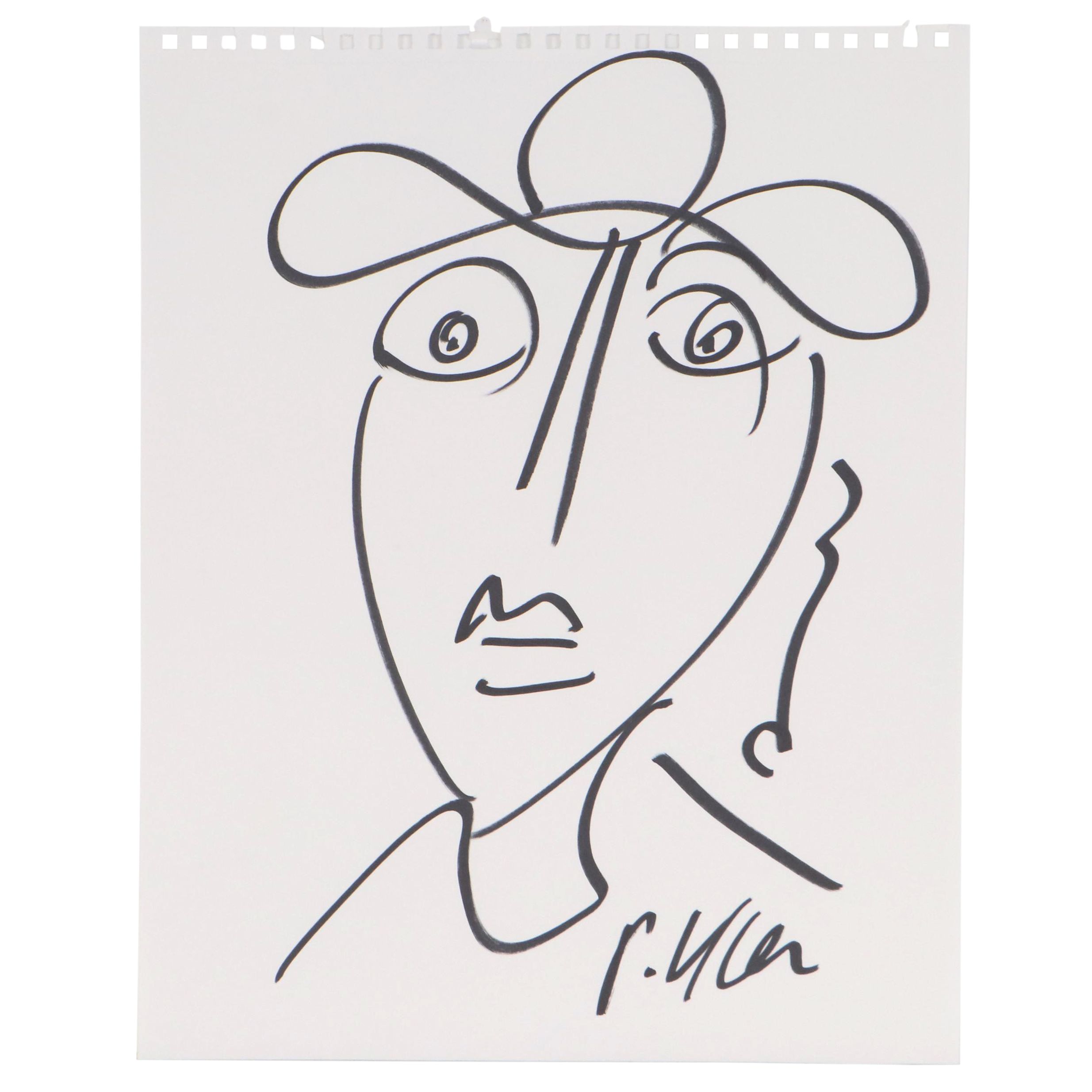 Peter Keil Abstract Portrait Ink Drawing | EBTH