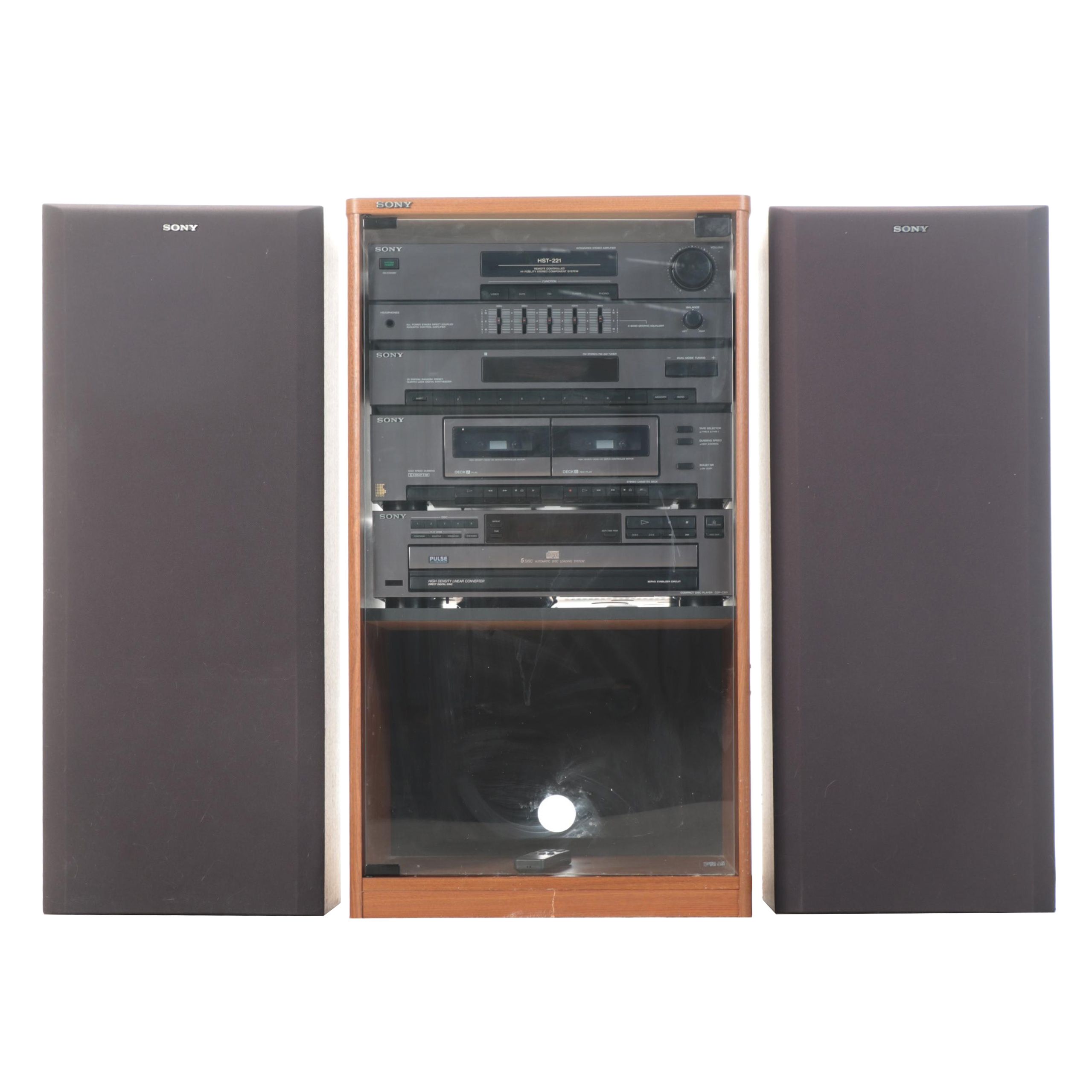 Sony Audio Rack and Integrated Stereo HiFi System With Speakers EBTH
