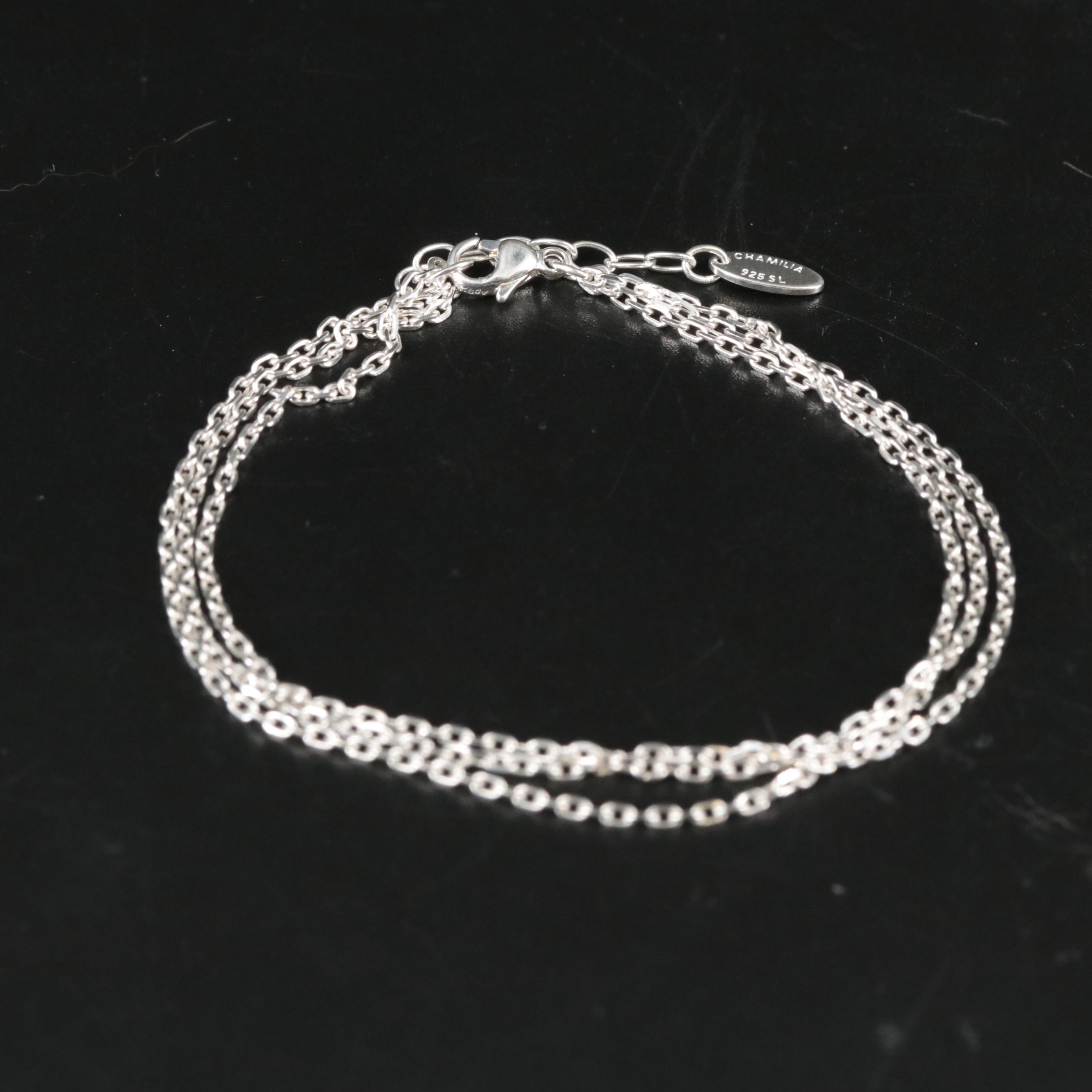 Sterling Triple Strand Chain Bracelet EBTH