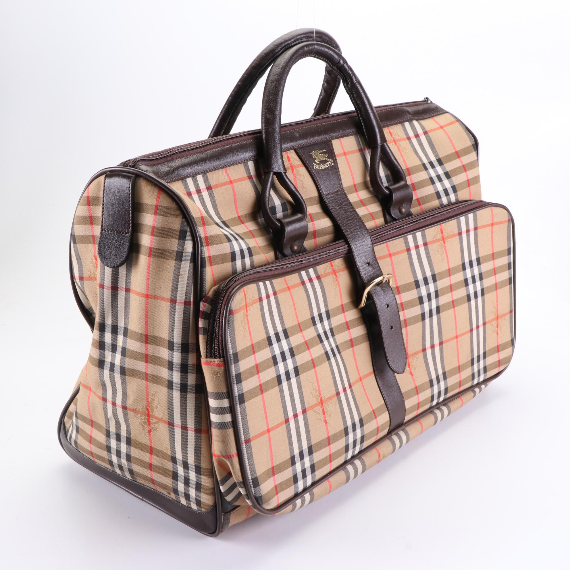 Burberrys Travel Duffle Bag in Haymarket Check and Leather EBTH