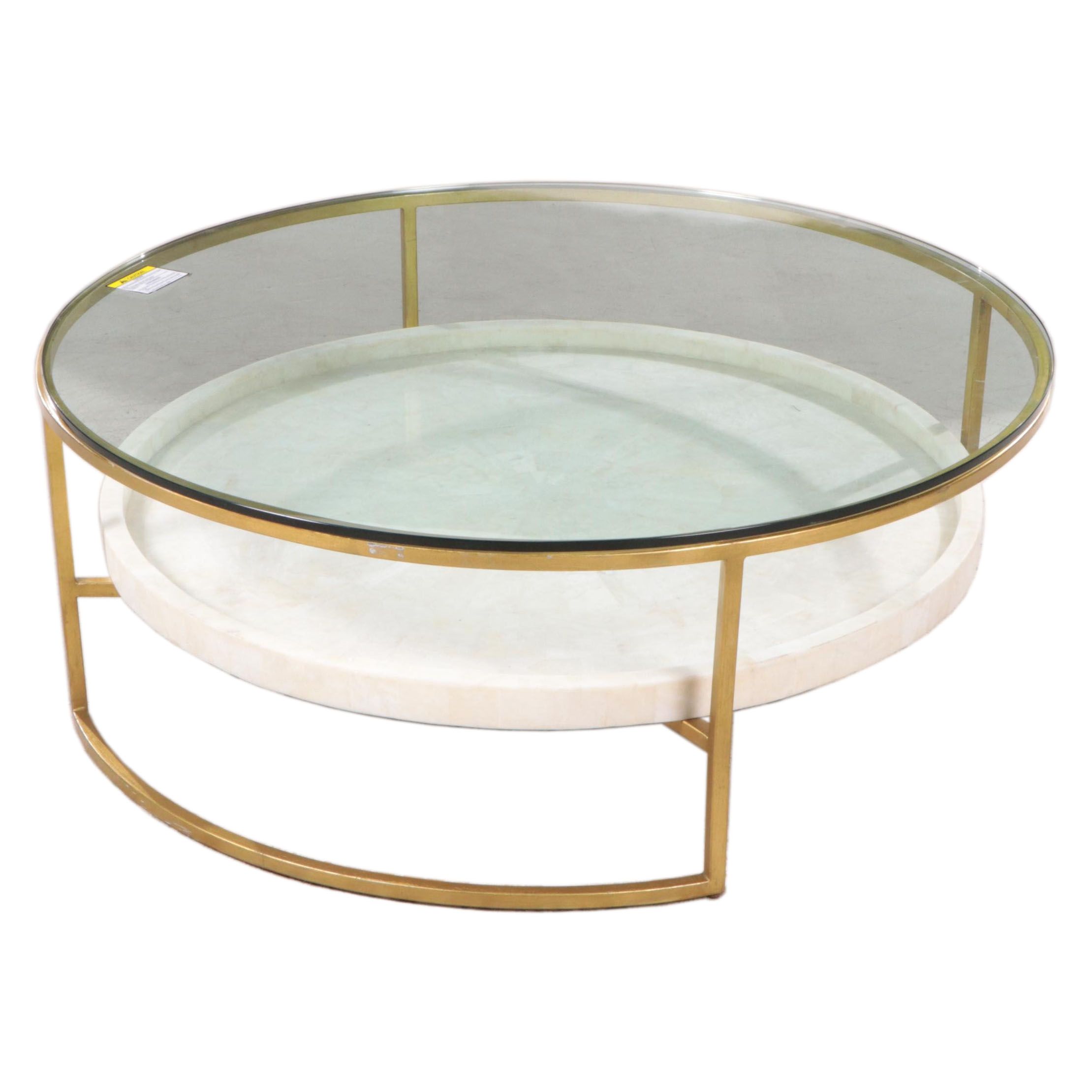 Artistica Home "Cumulus" Gold Foil Iron, White Stone and Glass Top