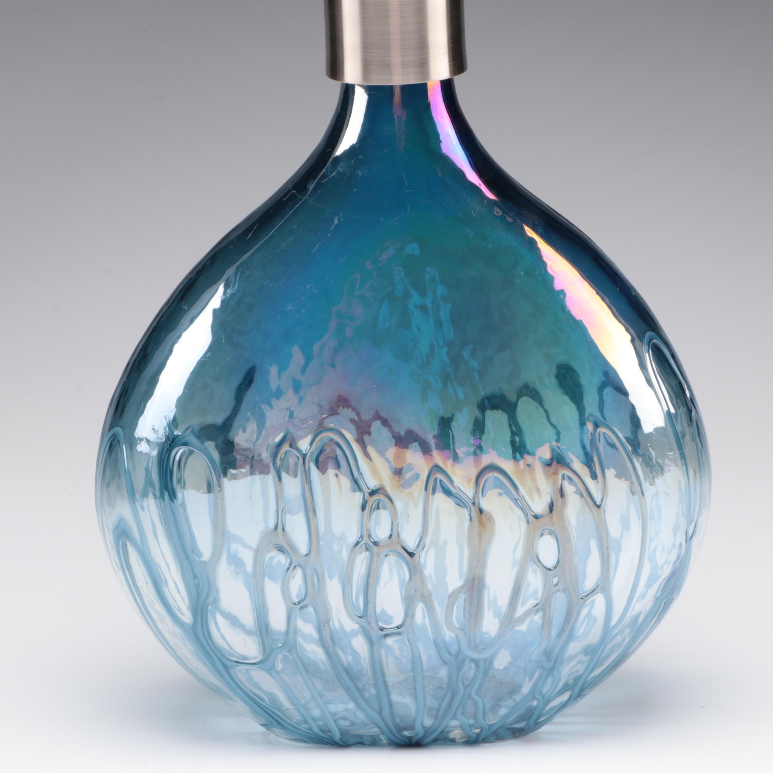 Kordenbrock Interiors Iridescent Glass Bottle With Agate Slice Stopper