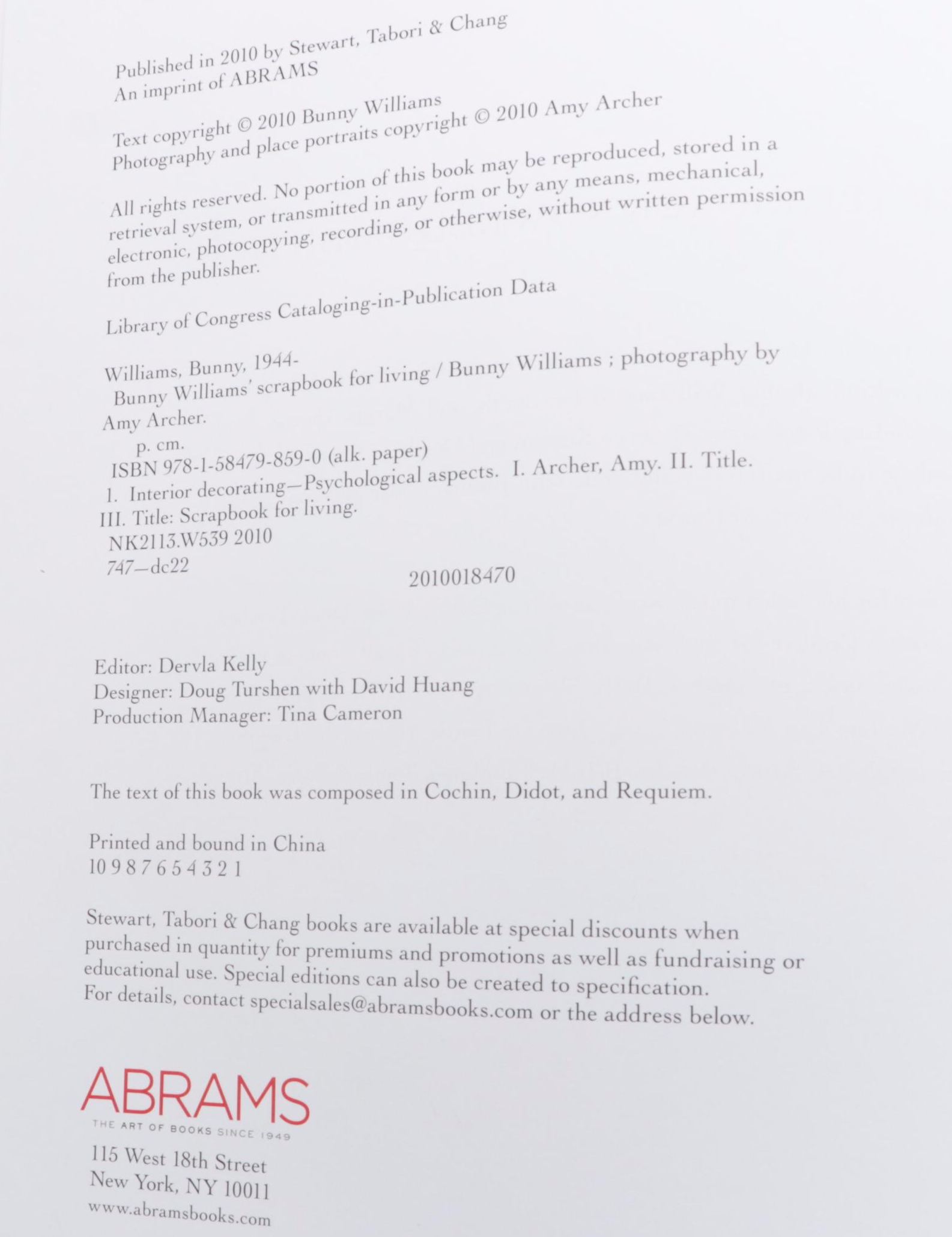 First Edition "Bunny Williams' Scrapbook for Living" by Bunny Williams