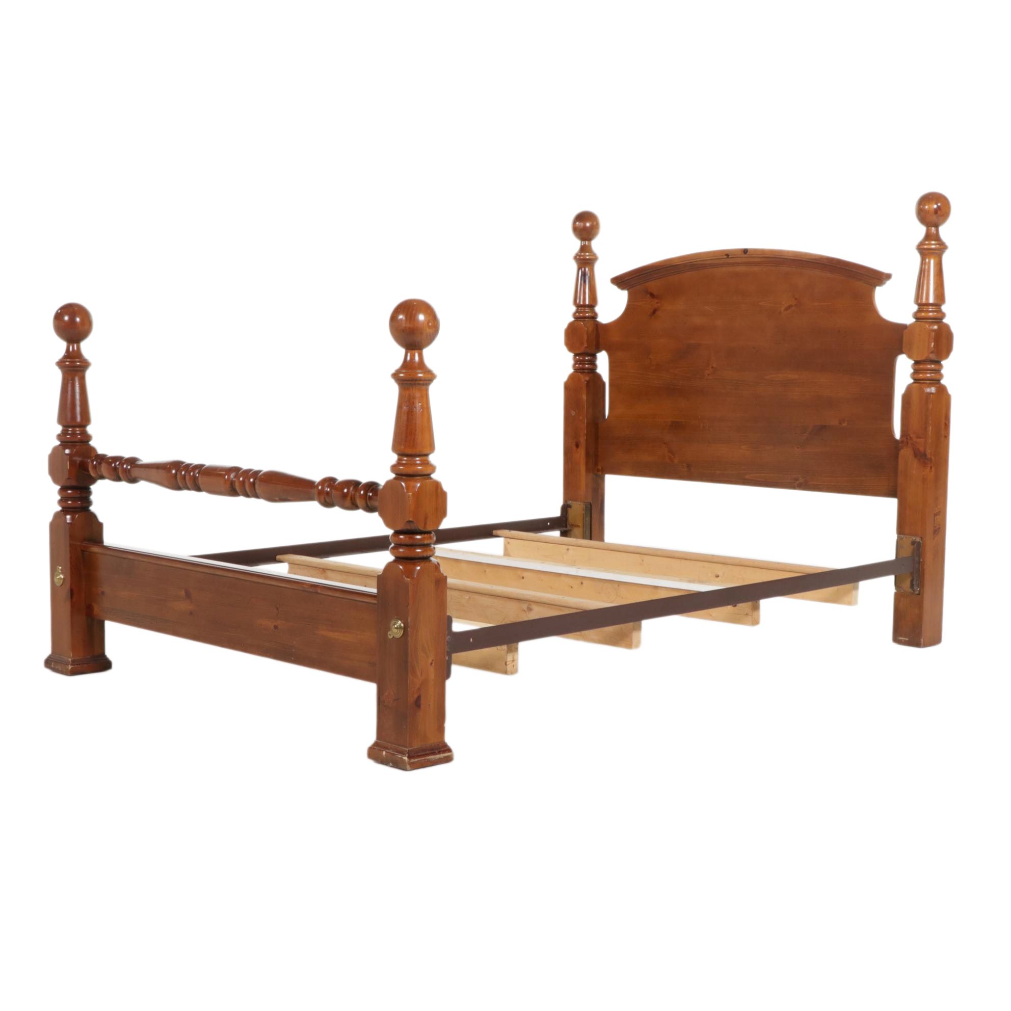 Pine Queen/Full Size Headboard and Footboard with Cannonball Finials EBTH