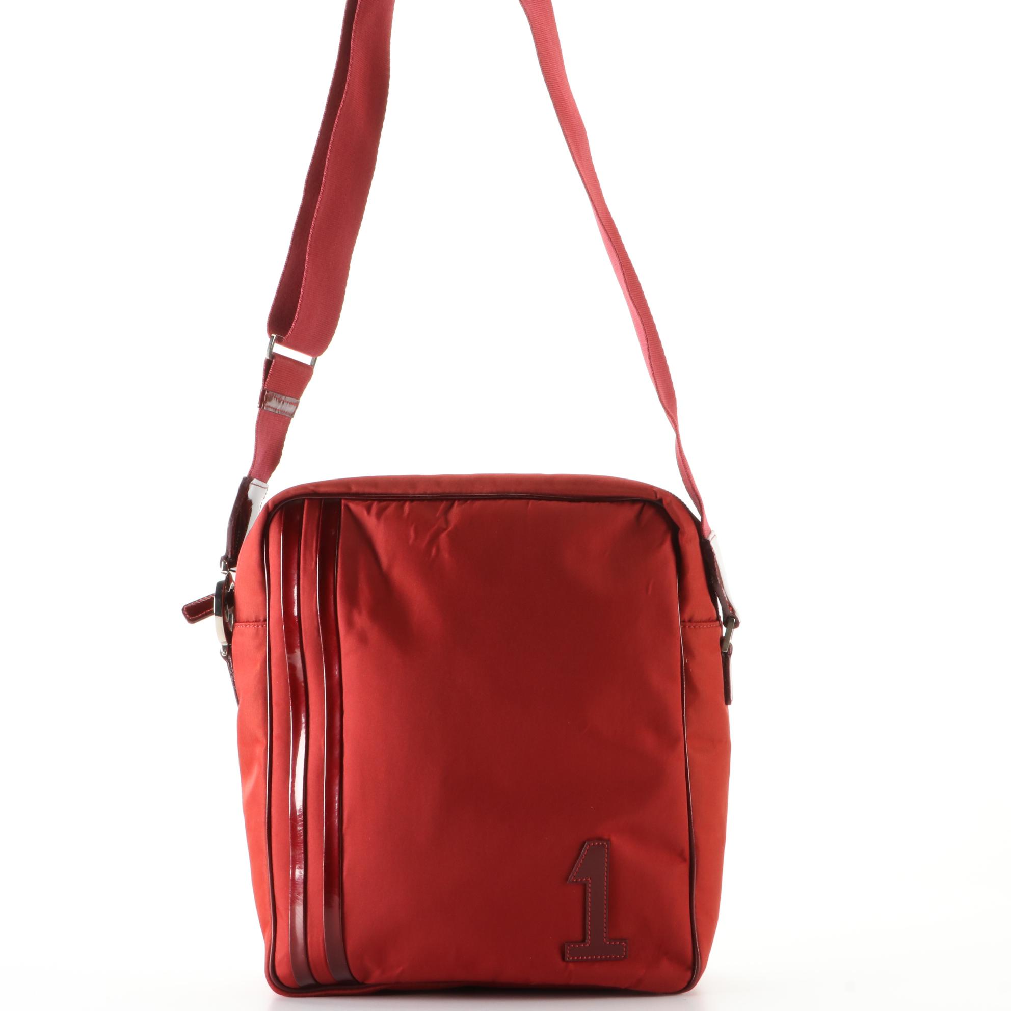 Christian Dior Crossbody Bag in Red Nylon and Patent Leather Trim EBTH