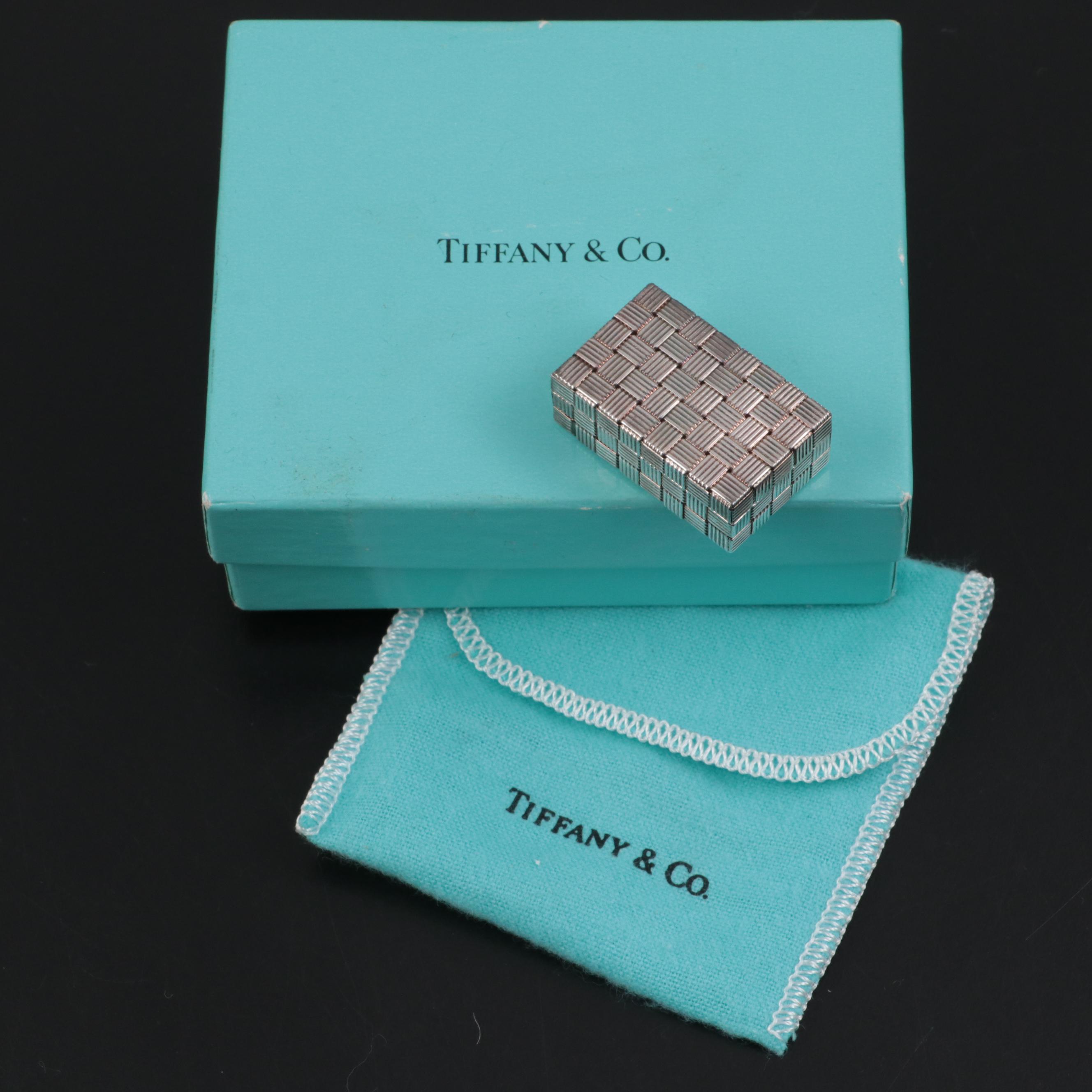 Tiffany & Co. Sterling Silver Pill Box with Dust Pouch and Original Box