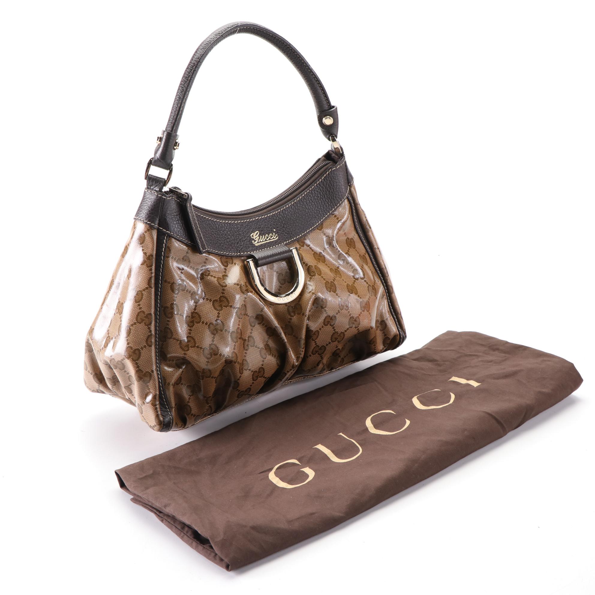 Gucci Abbey Shoulder Bag in GG Crystal Canvas and Grain Leather EBTH