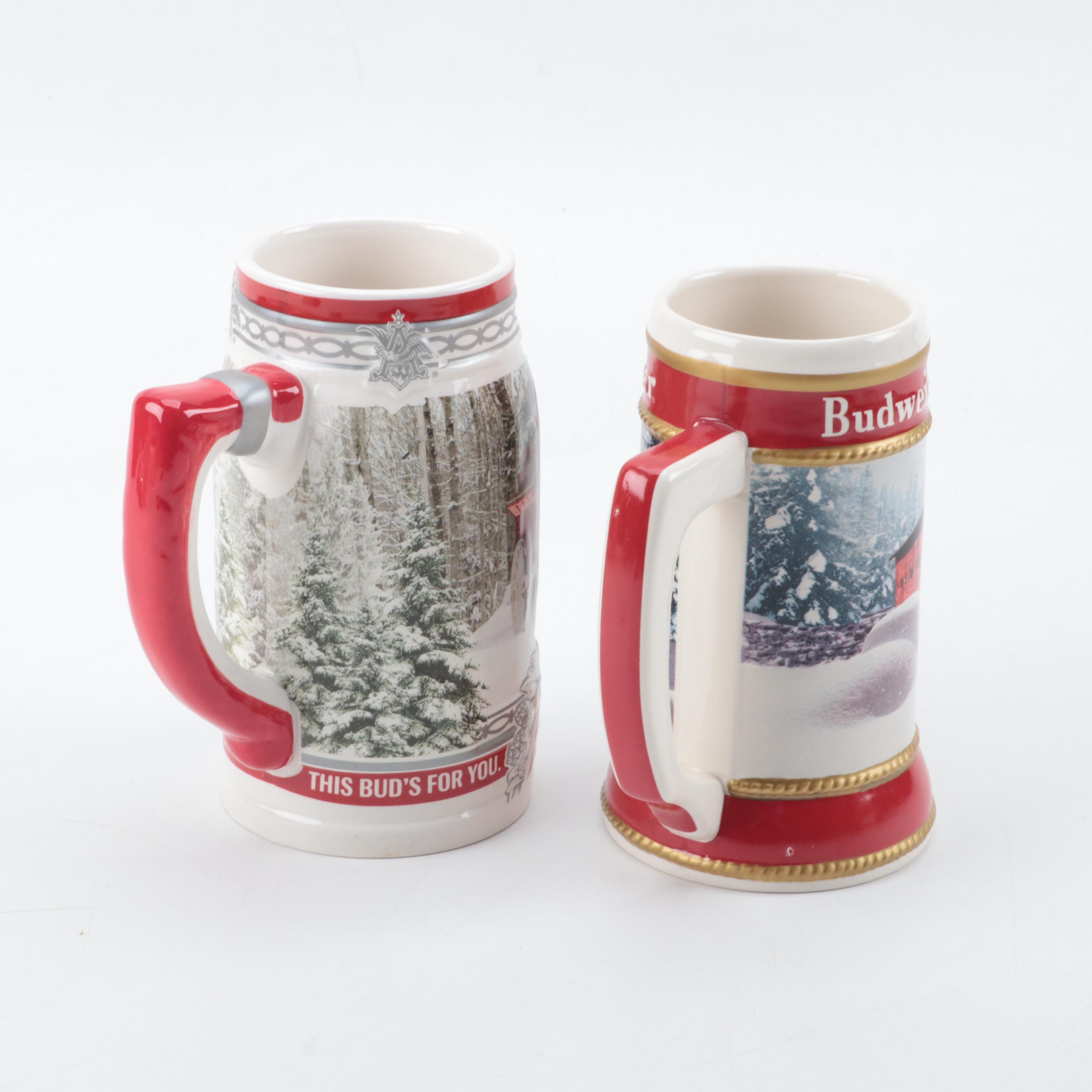 AnheuserBusch Budweiser Holiday Ceramic Beer Steins EBTH