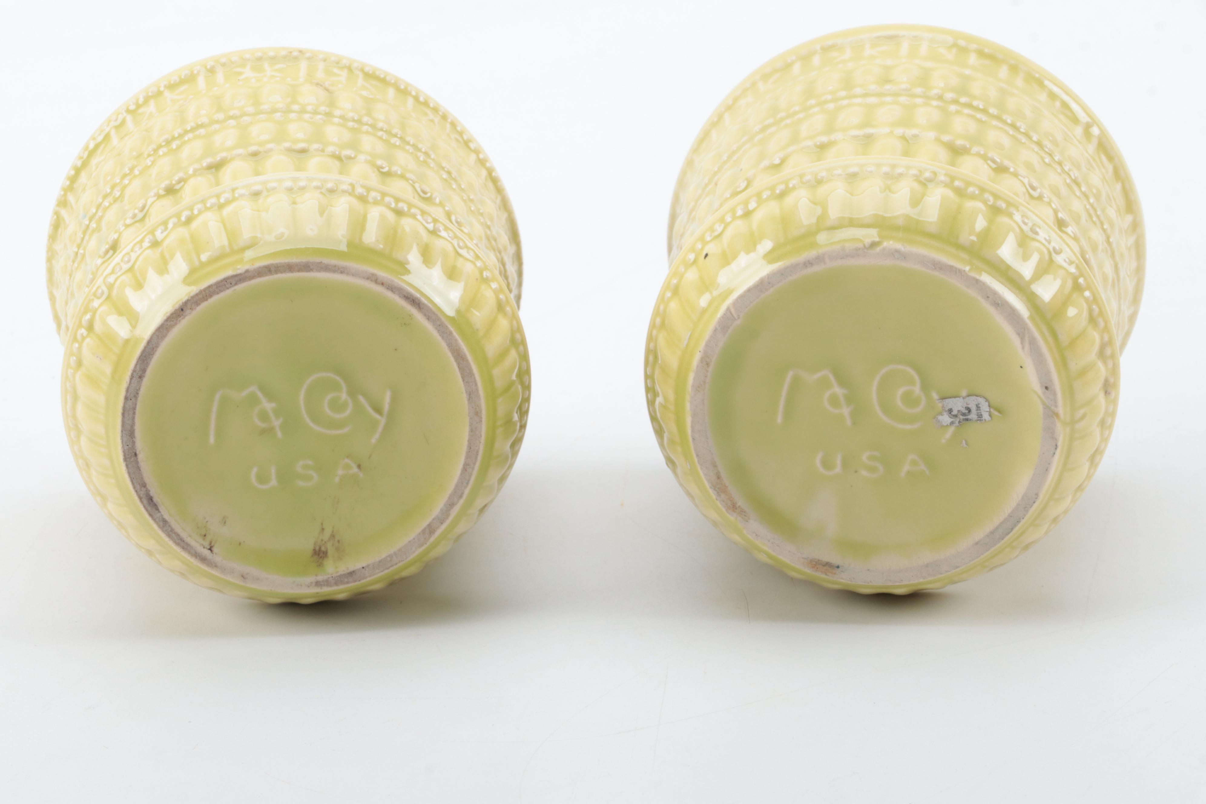 McCoy Pottery Orange and Yellow Glazed Ceramic Planters, Mid20th