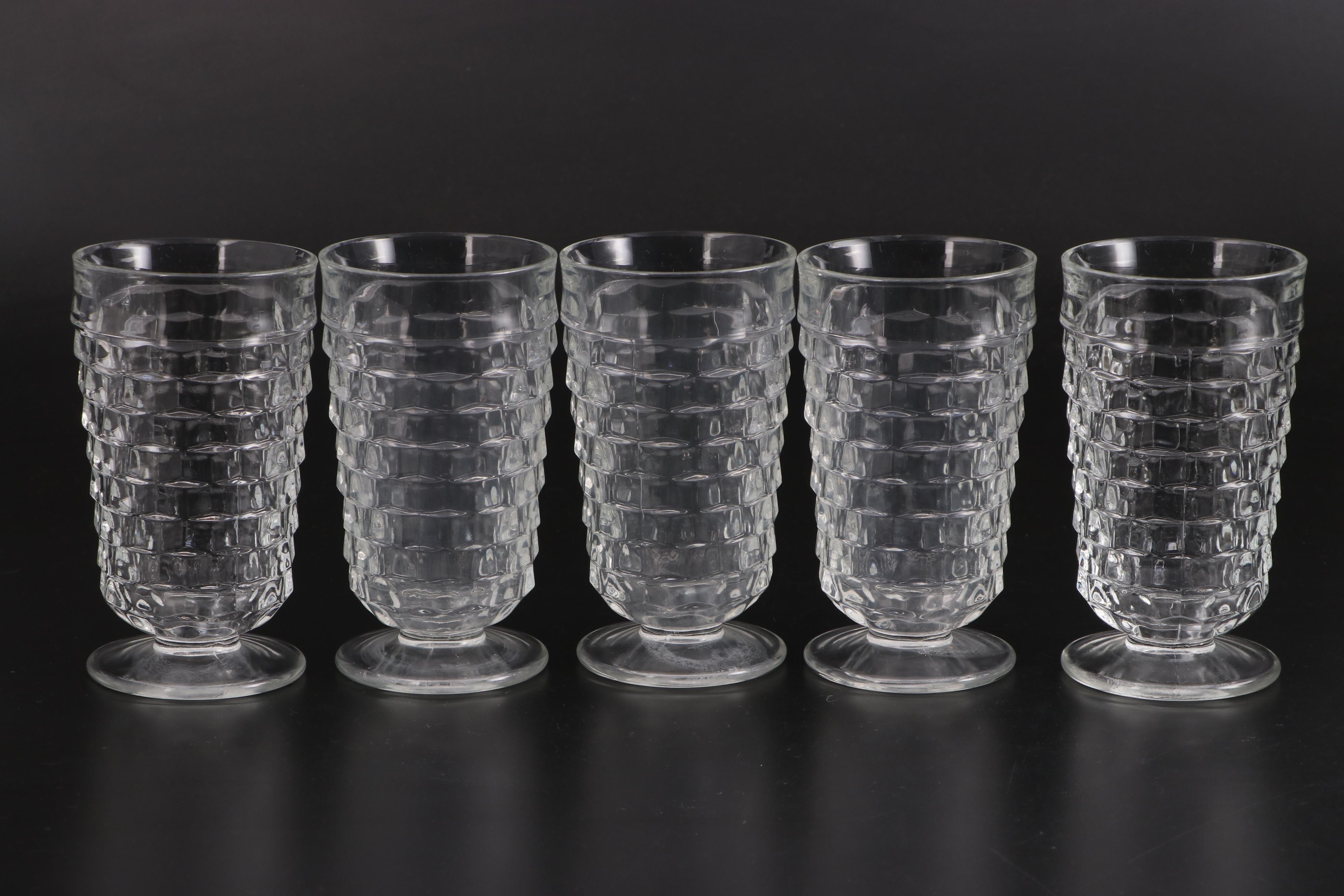 Colony "Whitehall" Clear Pressed Glass Iced Tea Glasses, Mid20th