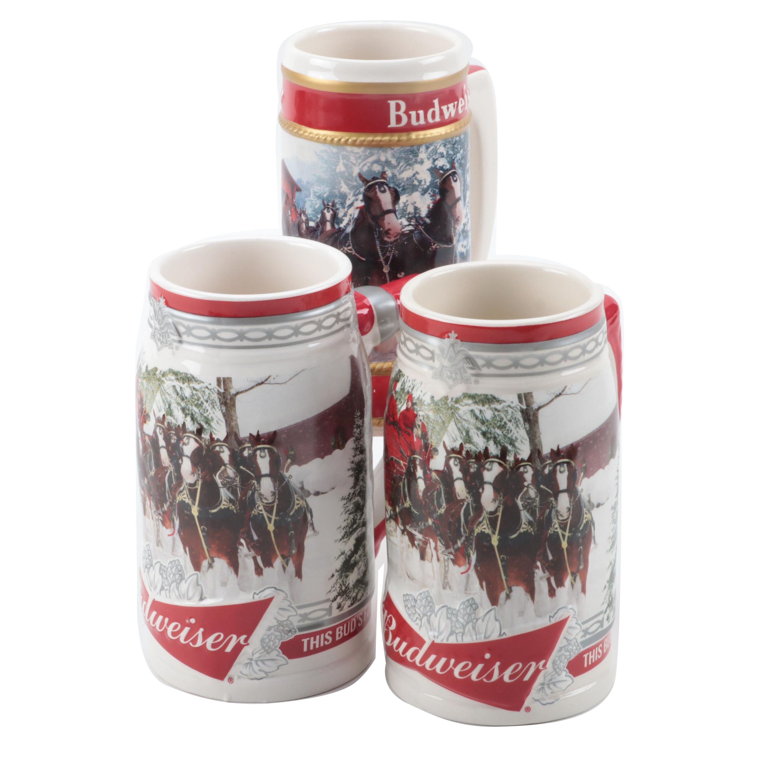 AnheuserBusch Budweiser Holiday Ceramic Beer Steins EBTH