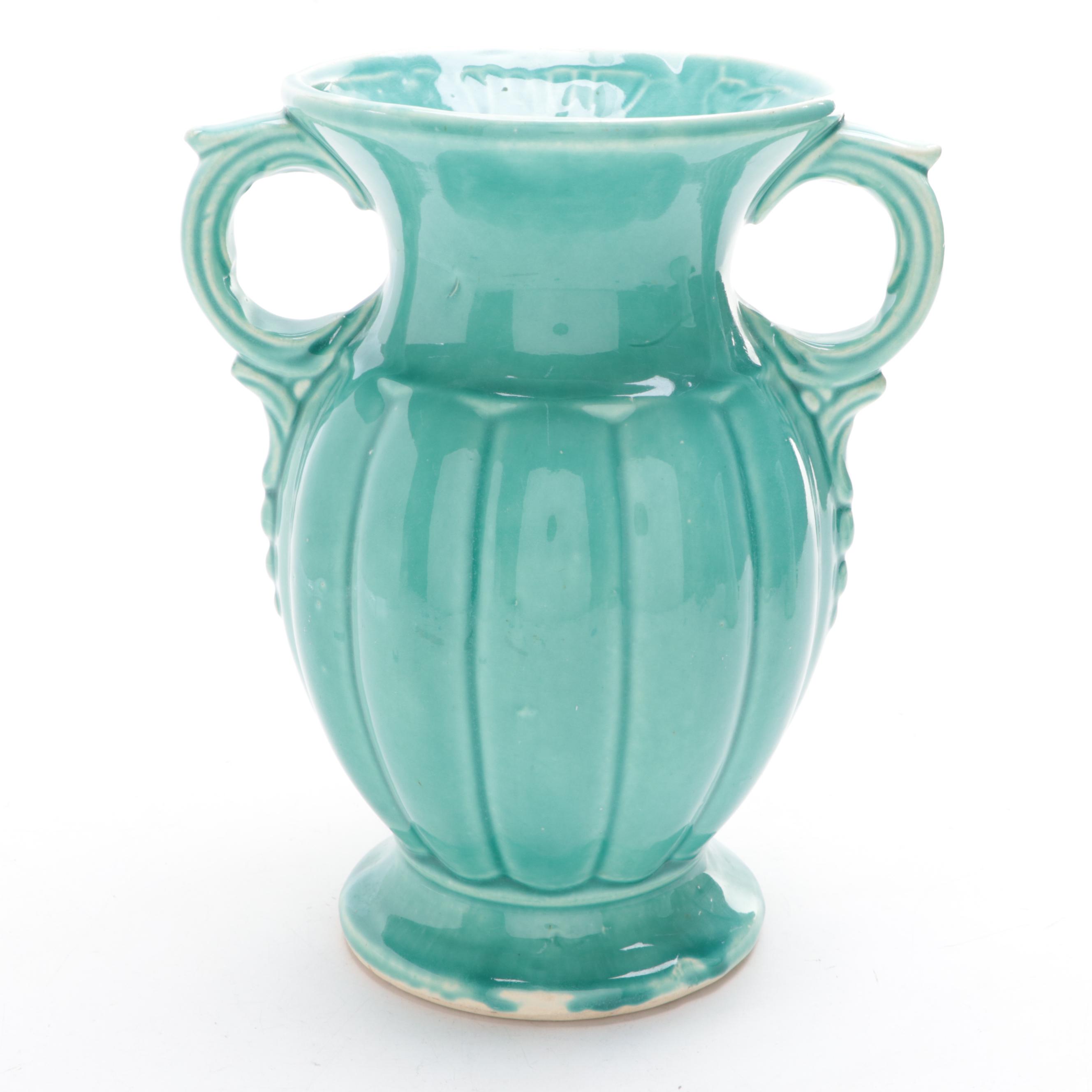 McCoy Pottery Blue Ceramic Handled Vases, Mid20th Century EBTH