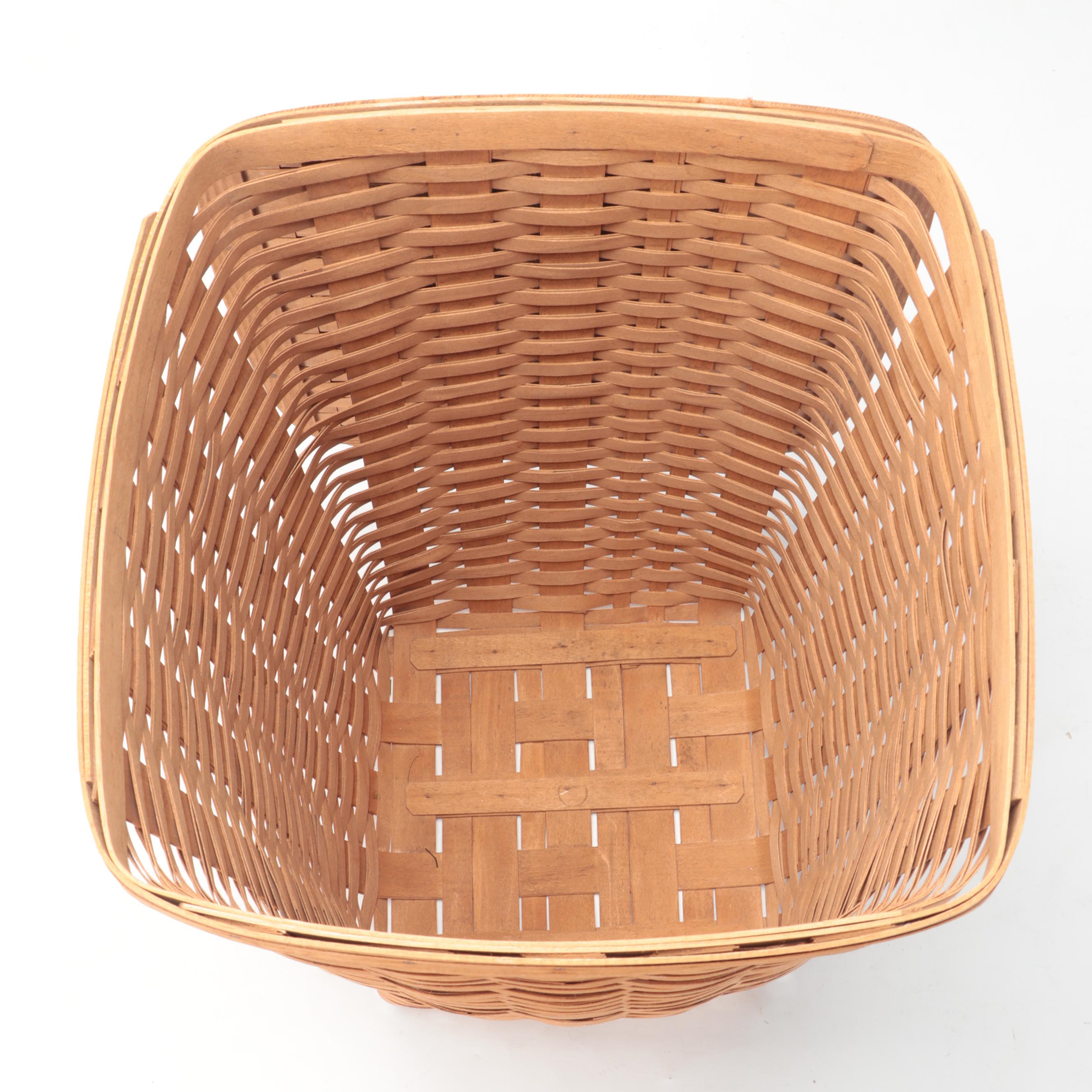 Longaberger Handwoven Maple Laundry Hamper With Lid, 1986 EBTH