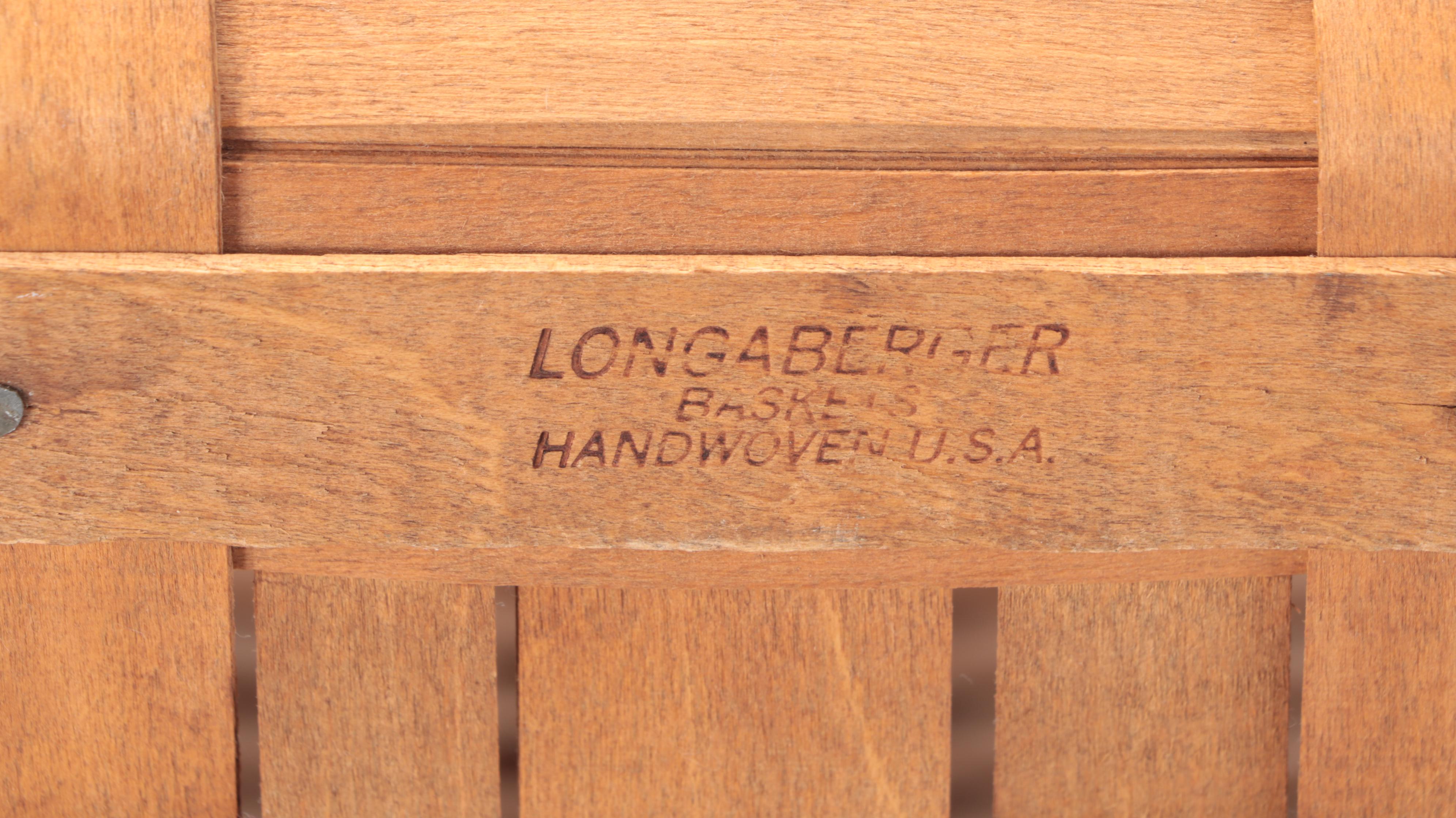 Longaberger Handwoven Maple Laundry Hamper With Lid, 1986 EBTH