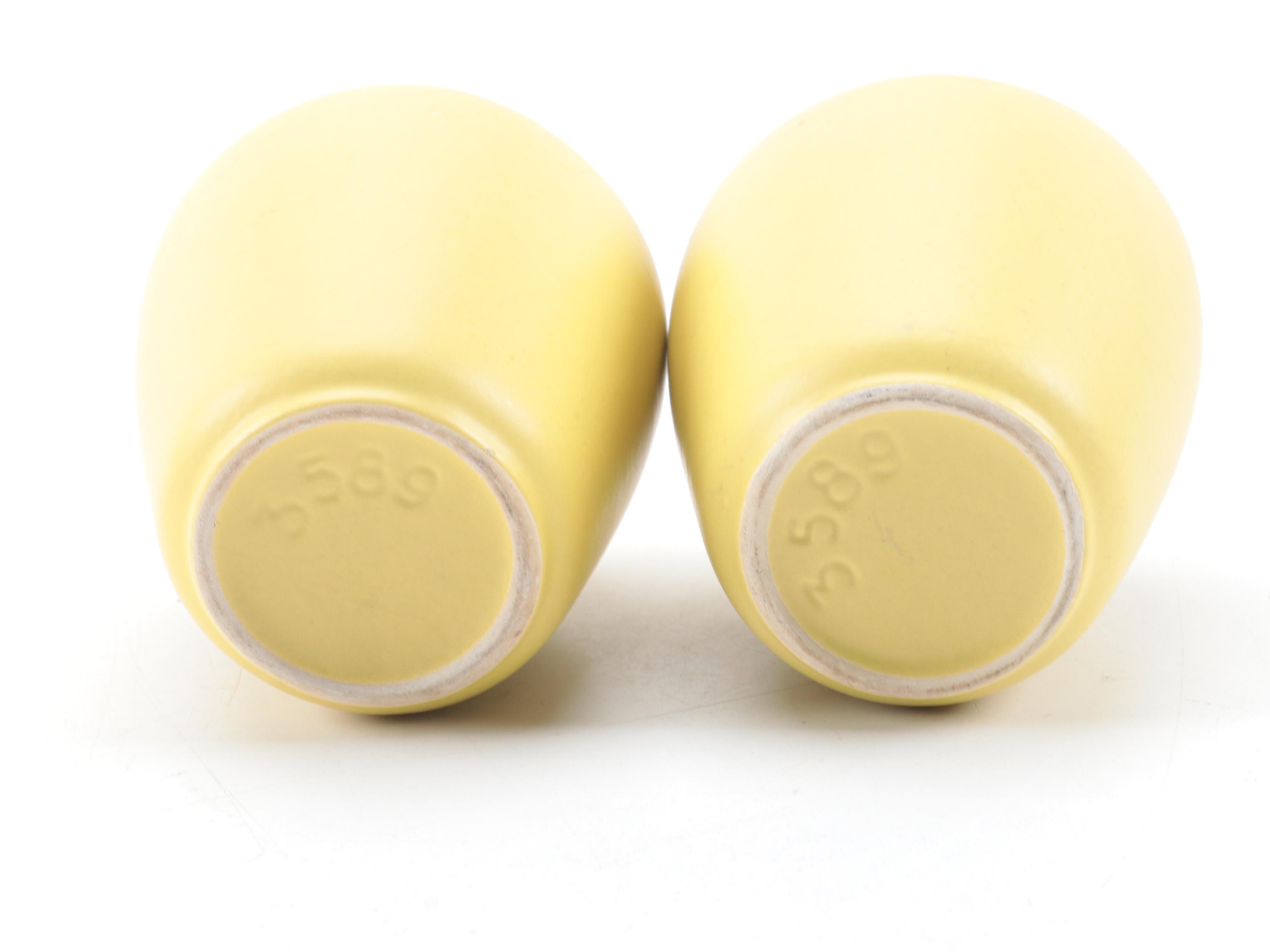 American and Other Art Pottery Yellow and White Ceramic Vases, Mid20th