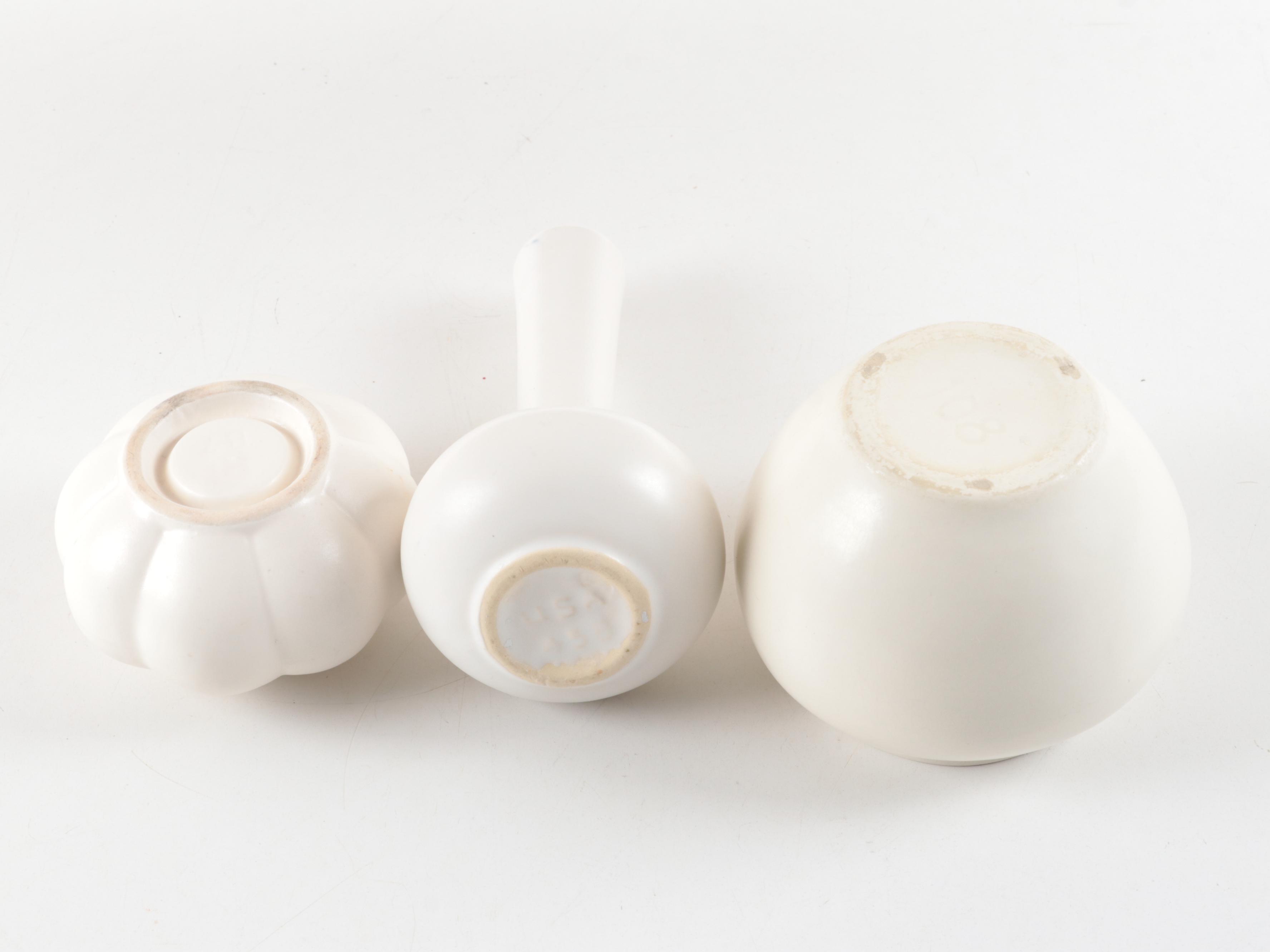 American and Other Art Pottery Yellow and White Ceramic Vases, Mid20th