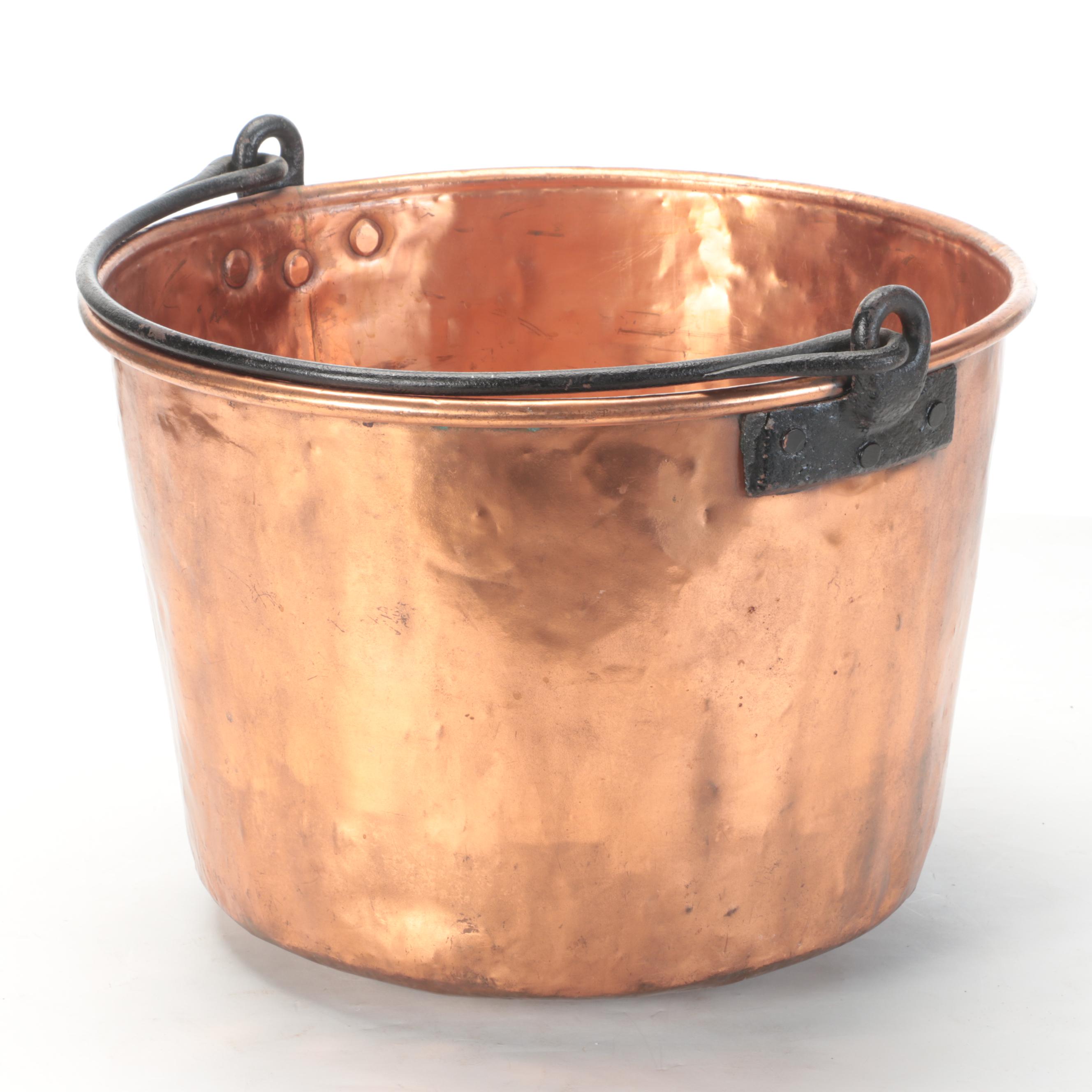 Copper Apple Butter Kettle with Wrought Iron Bail EBTH