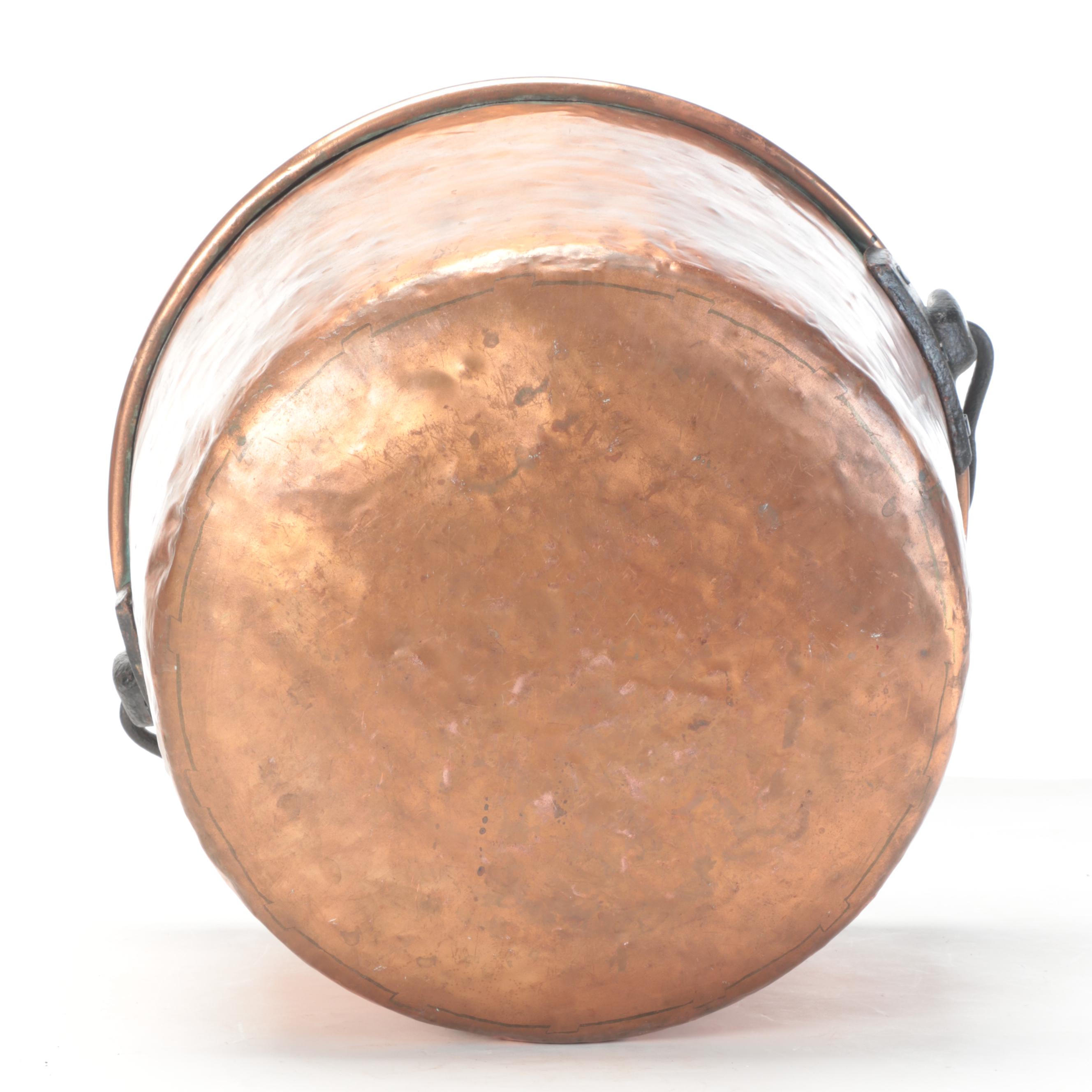 Copper Apple Butter Kettle with Wrought Iron Bail EBTH