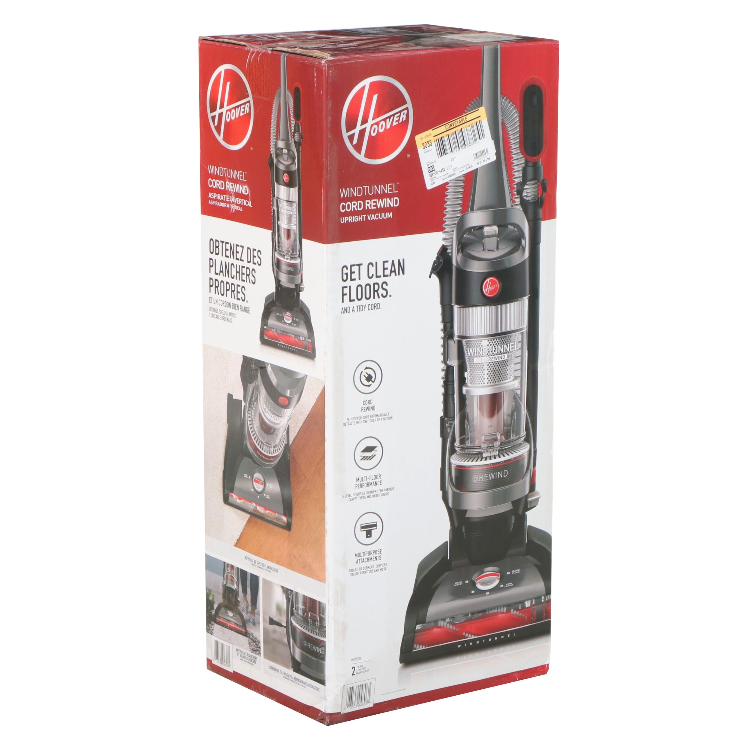 Hoover WindTunnel Cord Rewind MultiFloor Upright Vacuum with
