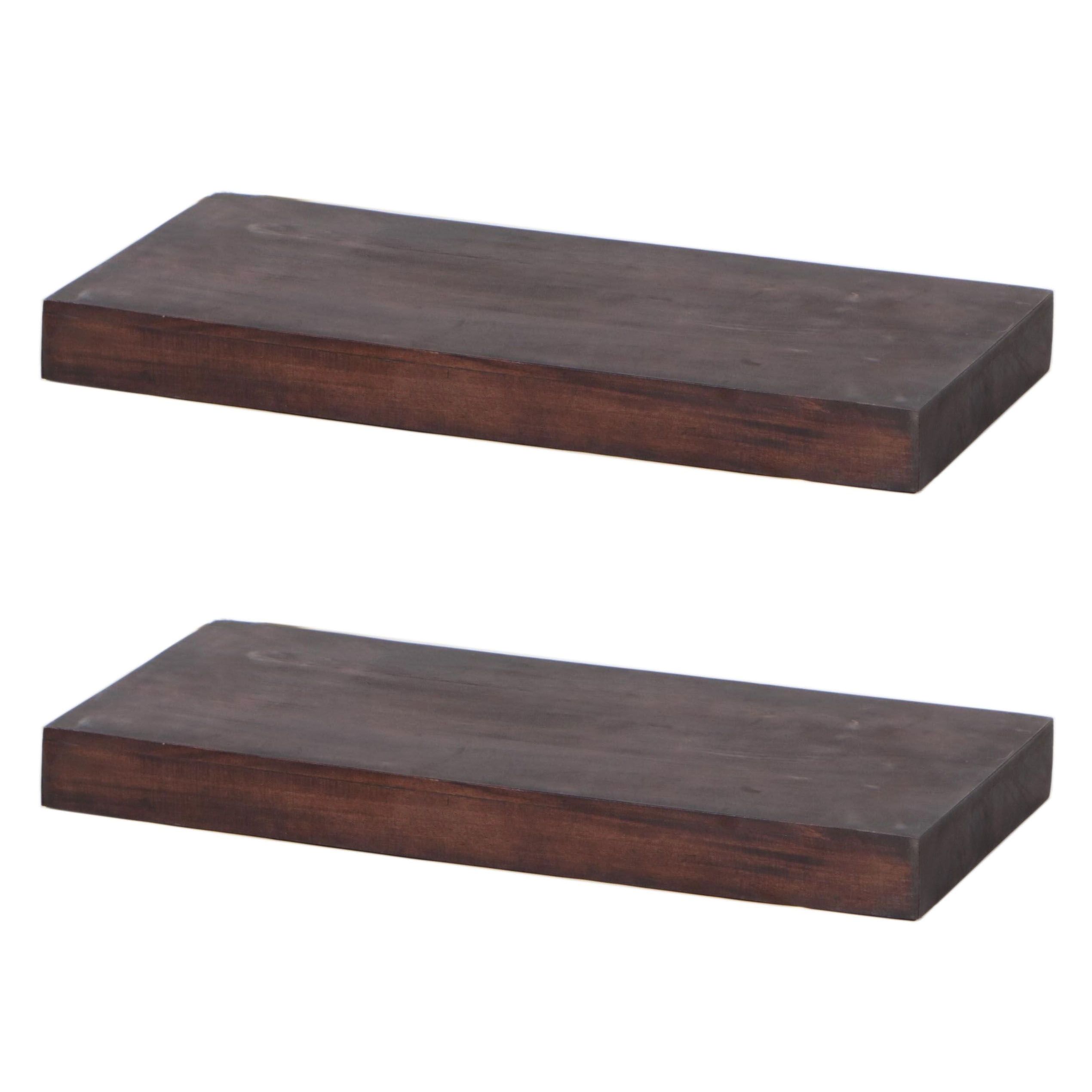 Pair of Threshold Wood Block Wall Shelves in Walnut EBTH