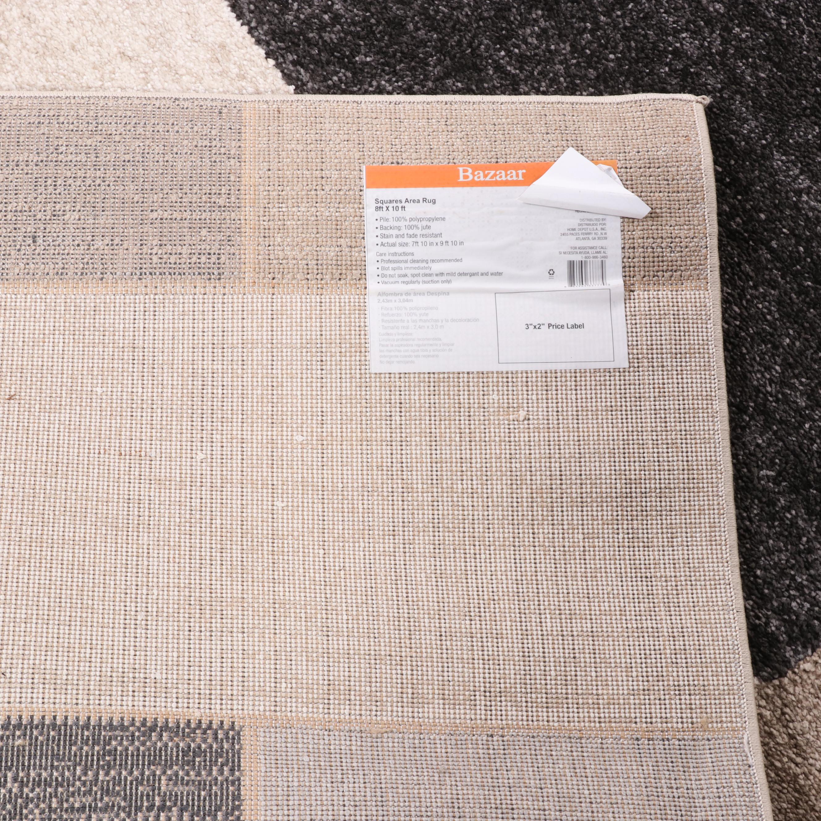 7'10 x 9'10 Machine Made Bazaar Squares Area Rug EBTH