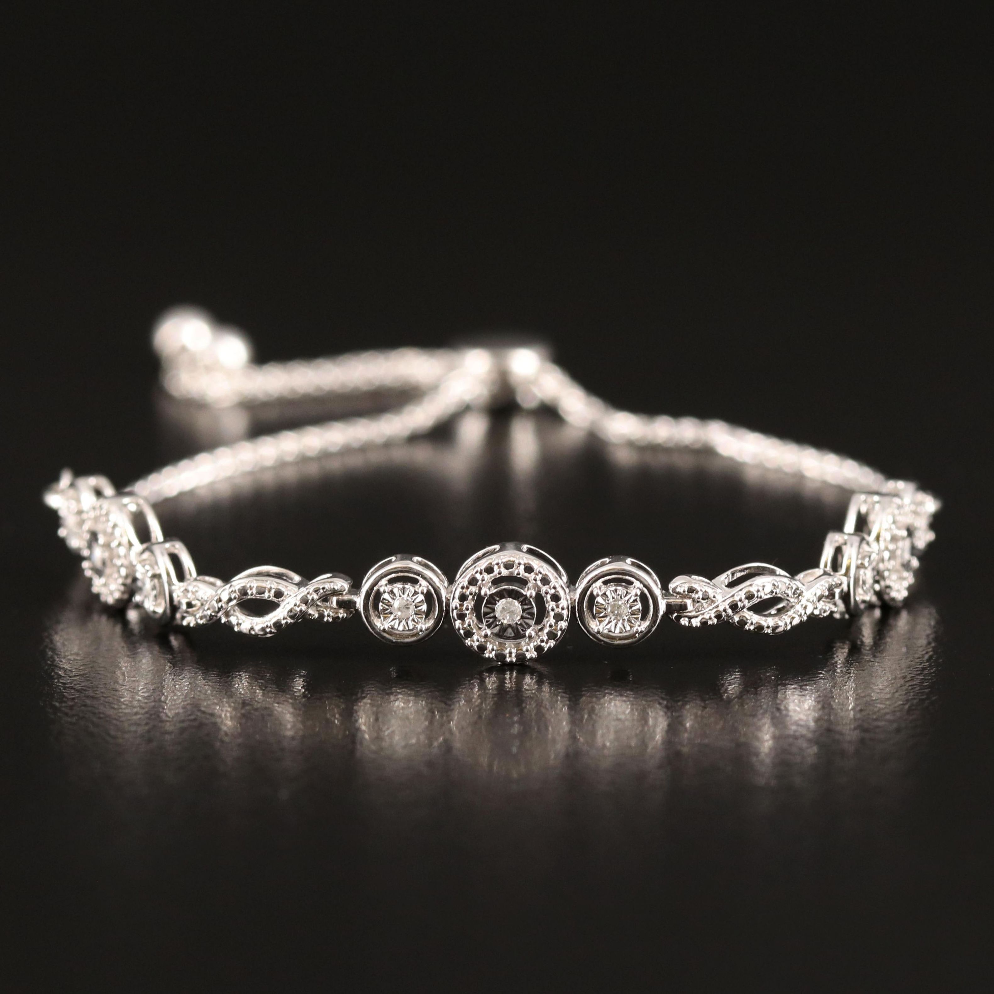 Diamond Bolo Bracelet in Sterling EBTH