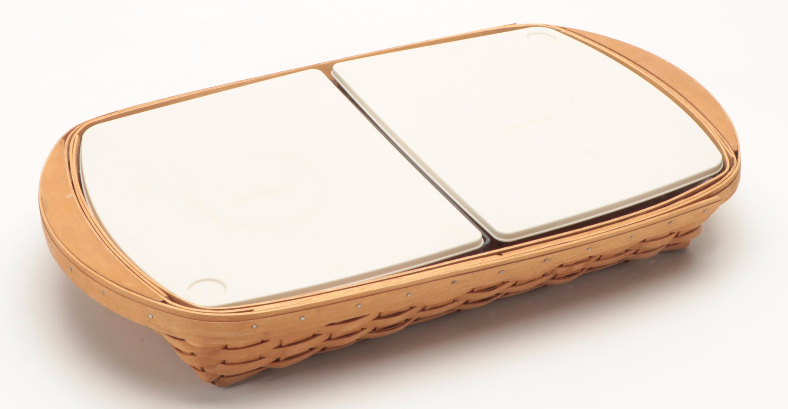 Longaberger Serving Tray Basket with Lids, Recipe Basket and 8" Basket