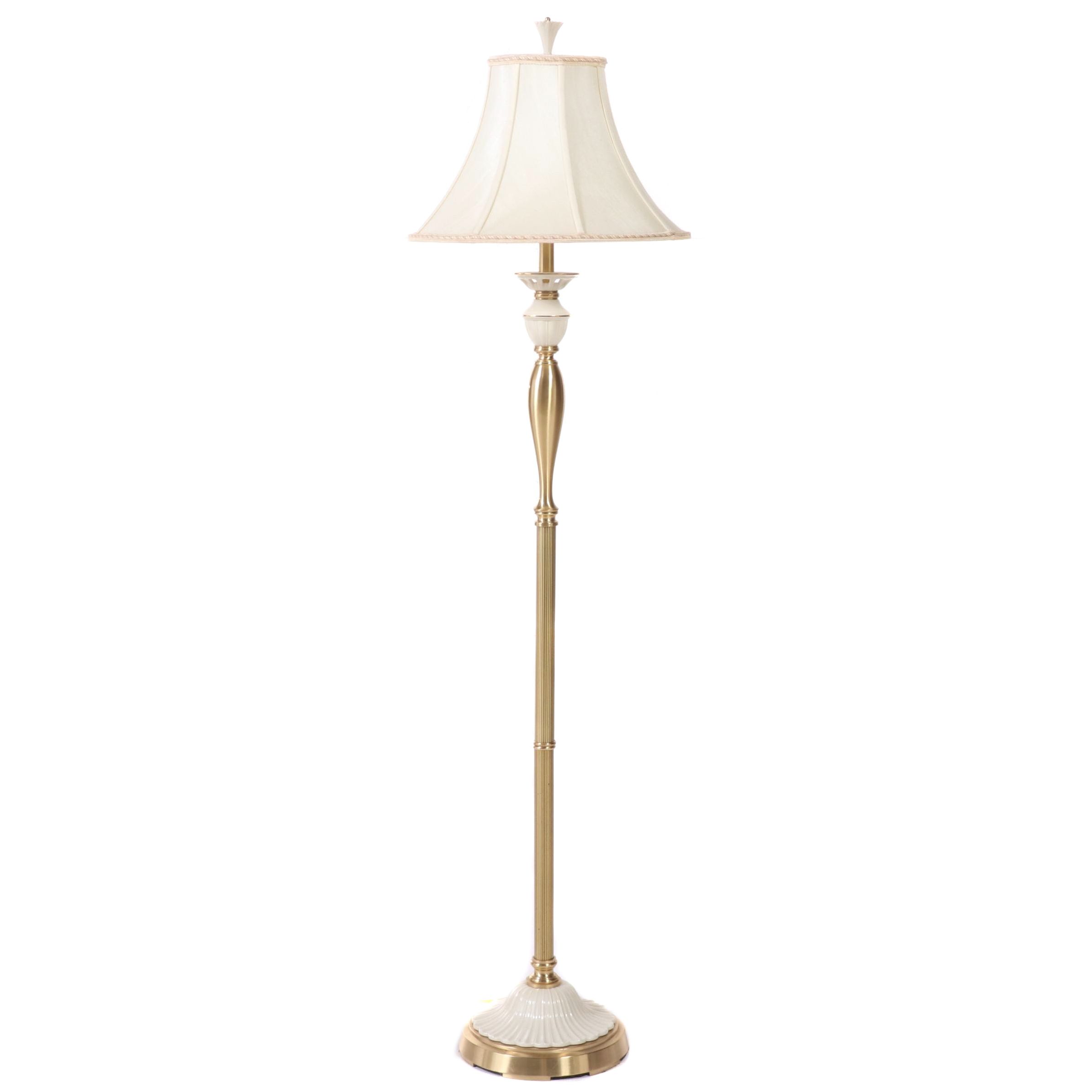 Lenox Lighting by Quoizel Brass and Porcelain Floor Lamp, Late 20th ...