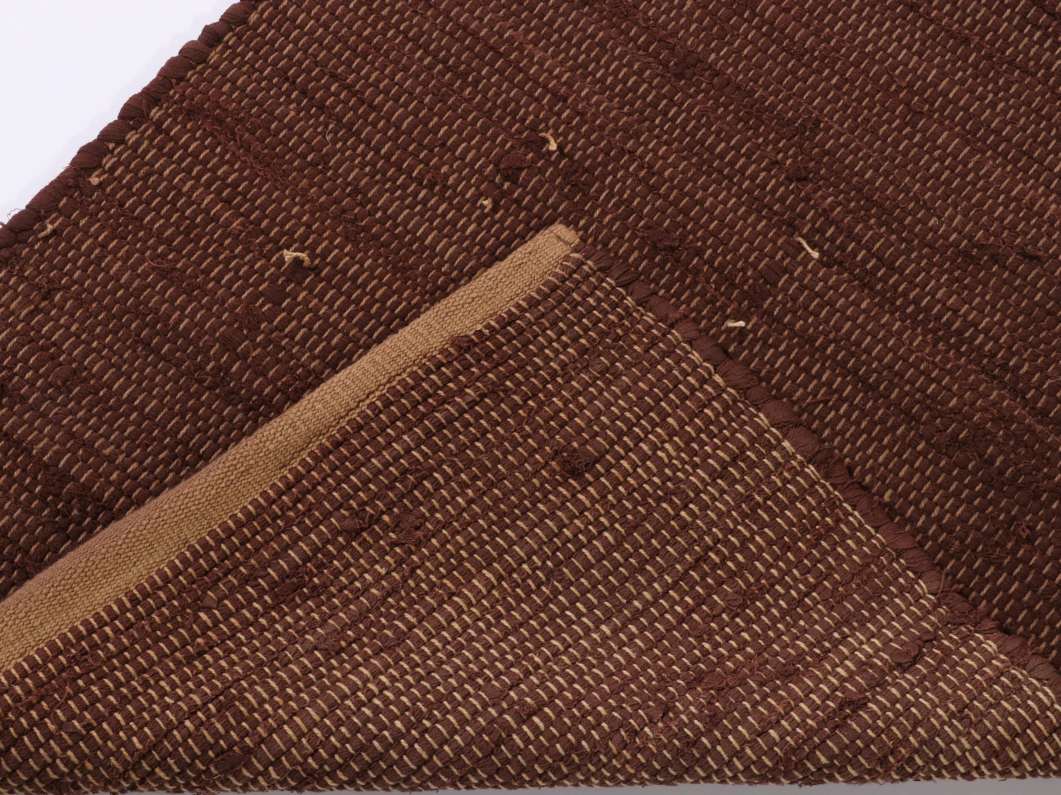 1'9 x 2'11 Handwoven Brown Rag Rug Accent Rug EBTH