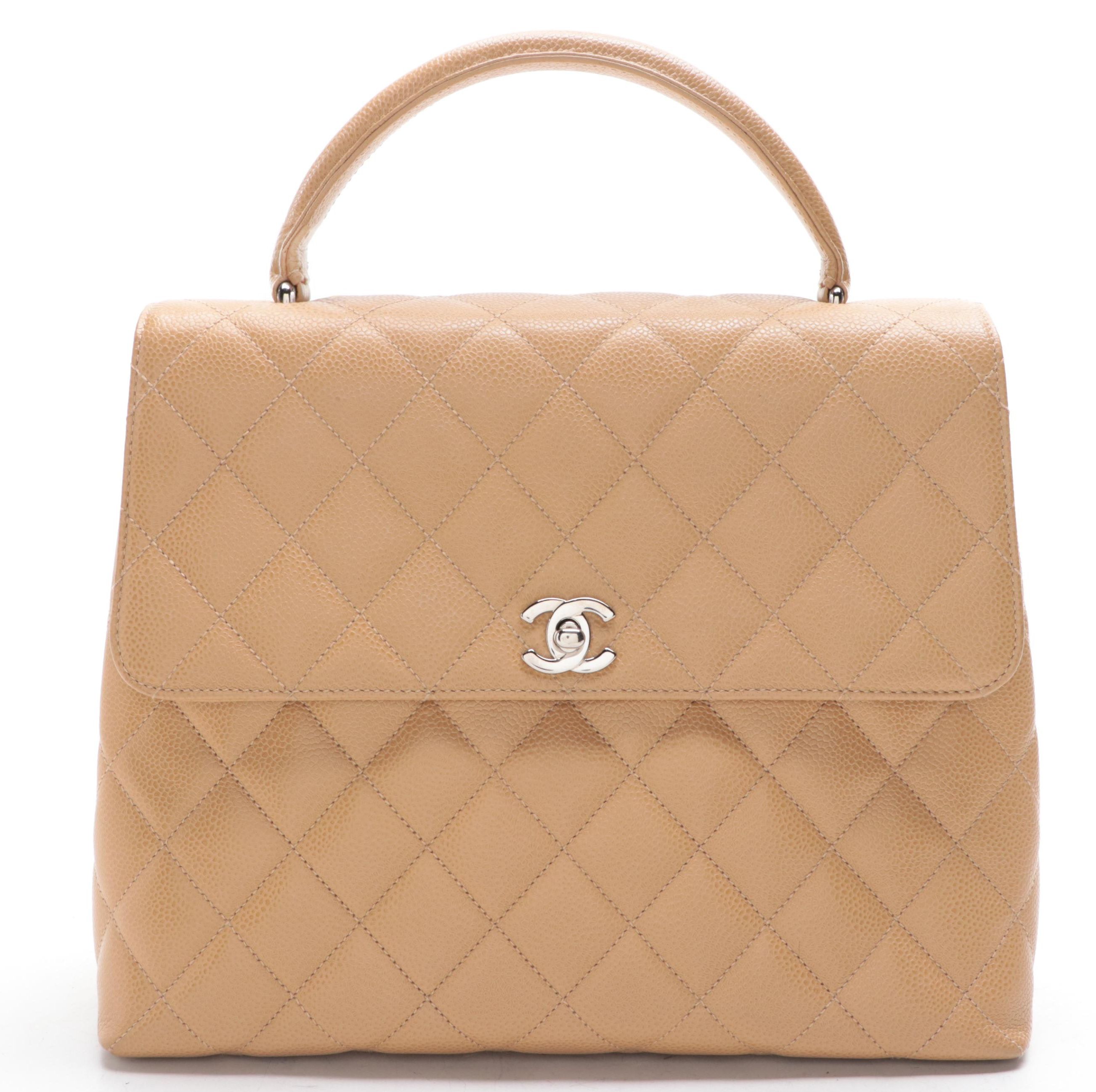 Chanel Top Handle Bag in Quilted Caviar Leather EBTH